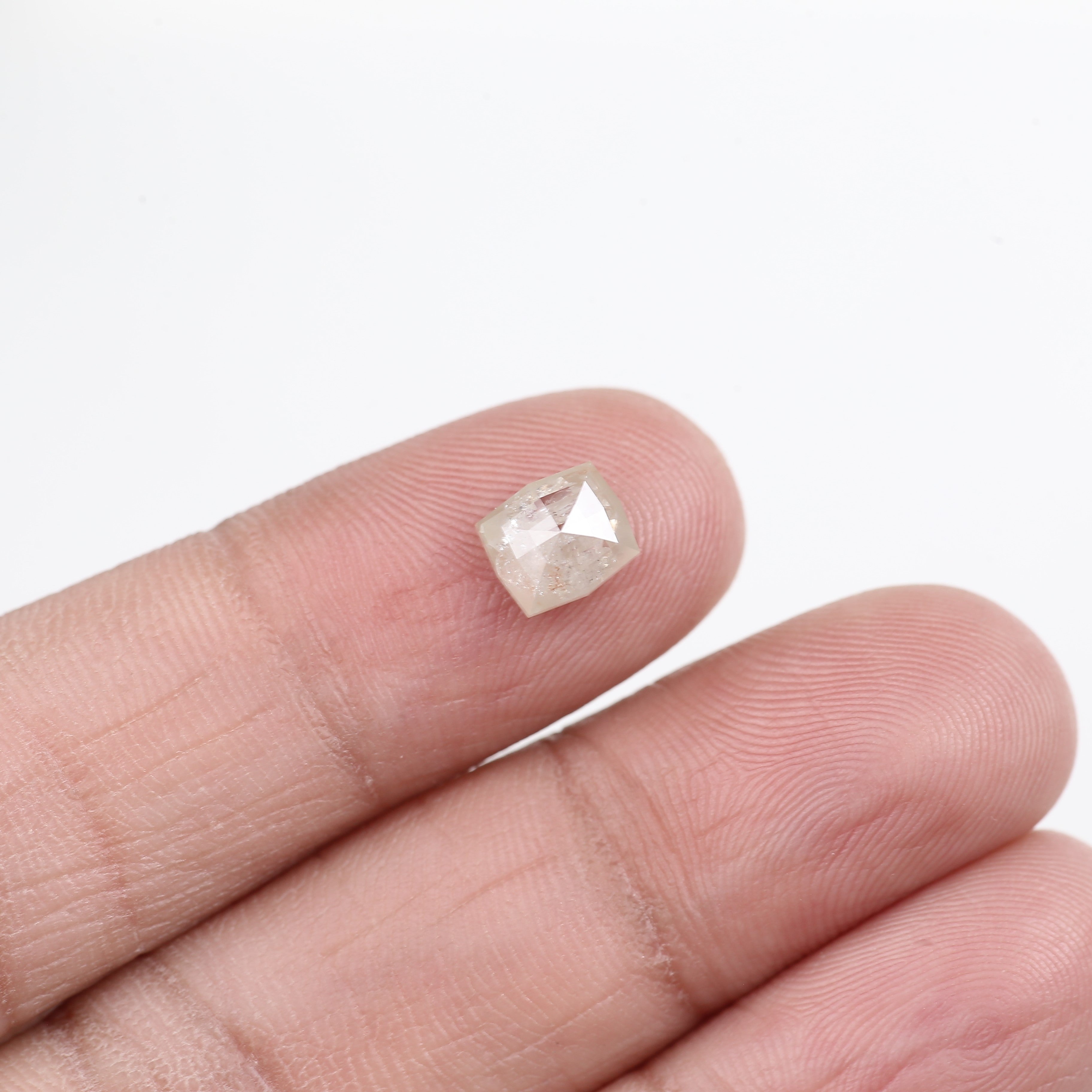 1.37 Carat Natural Cushion Cut Salt and Pepper Diamond 6.68 MM