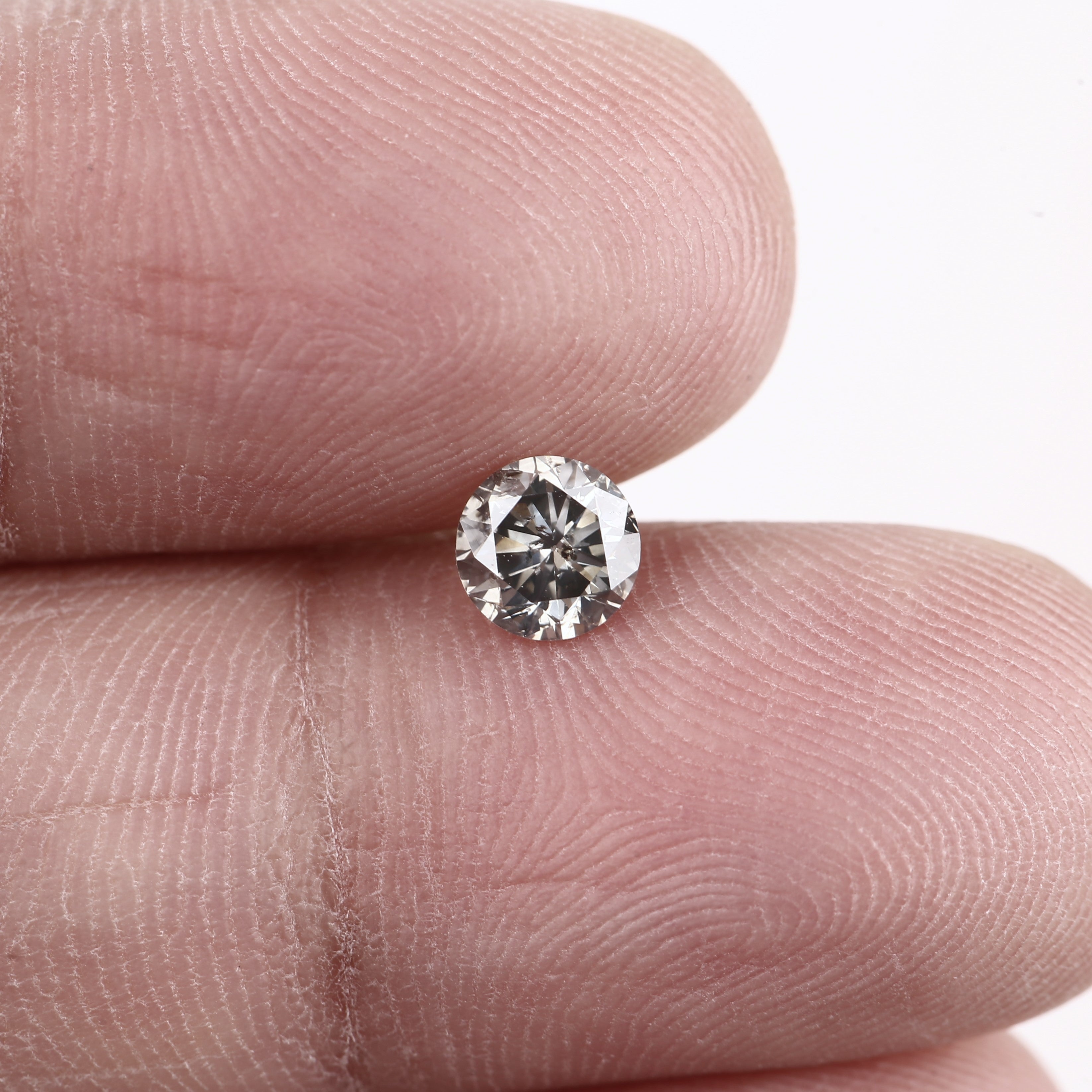 0.50ct Natural Round Opalescent Gray Salt and Pepper Diamond 4.9 MM