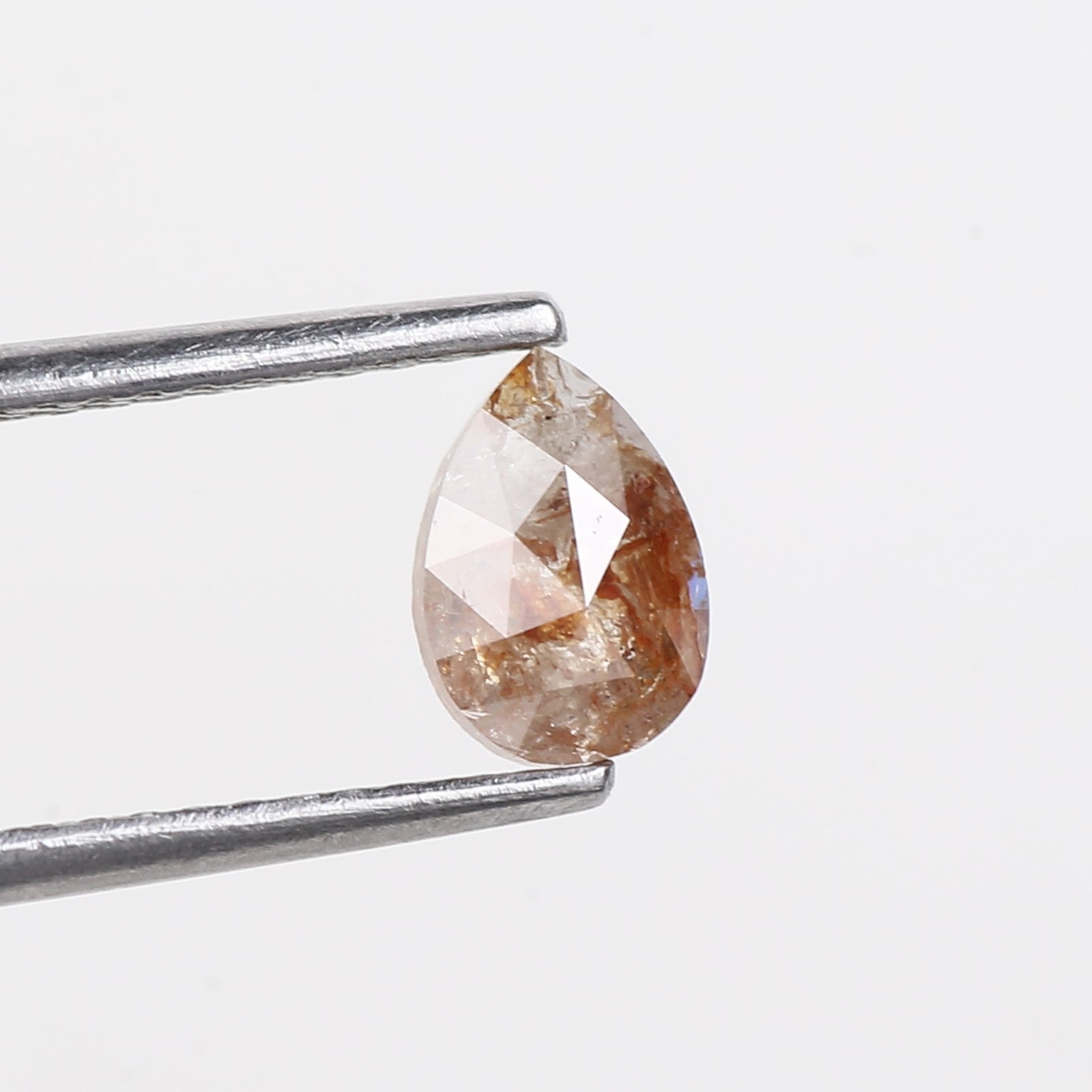 0.56 Carat Natural Orange Pear Salt Pepper Diamond 6.5 MM