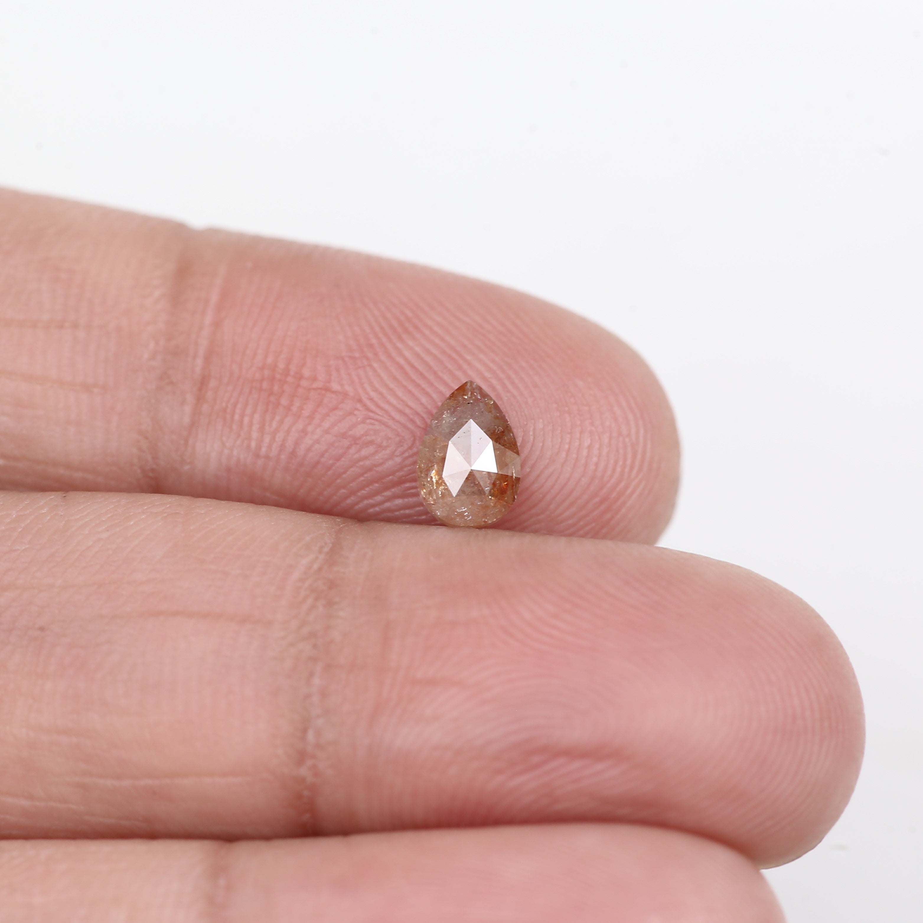 0.56 Carat Natural Orange Pear Salt Pepper Diamond 6.5 MM