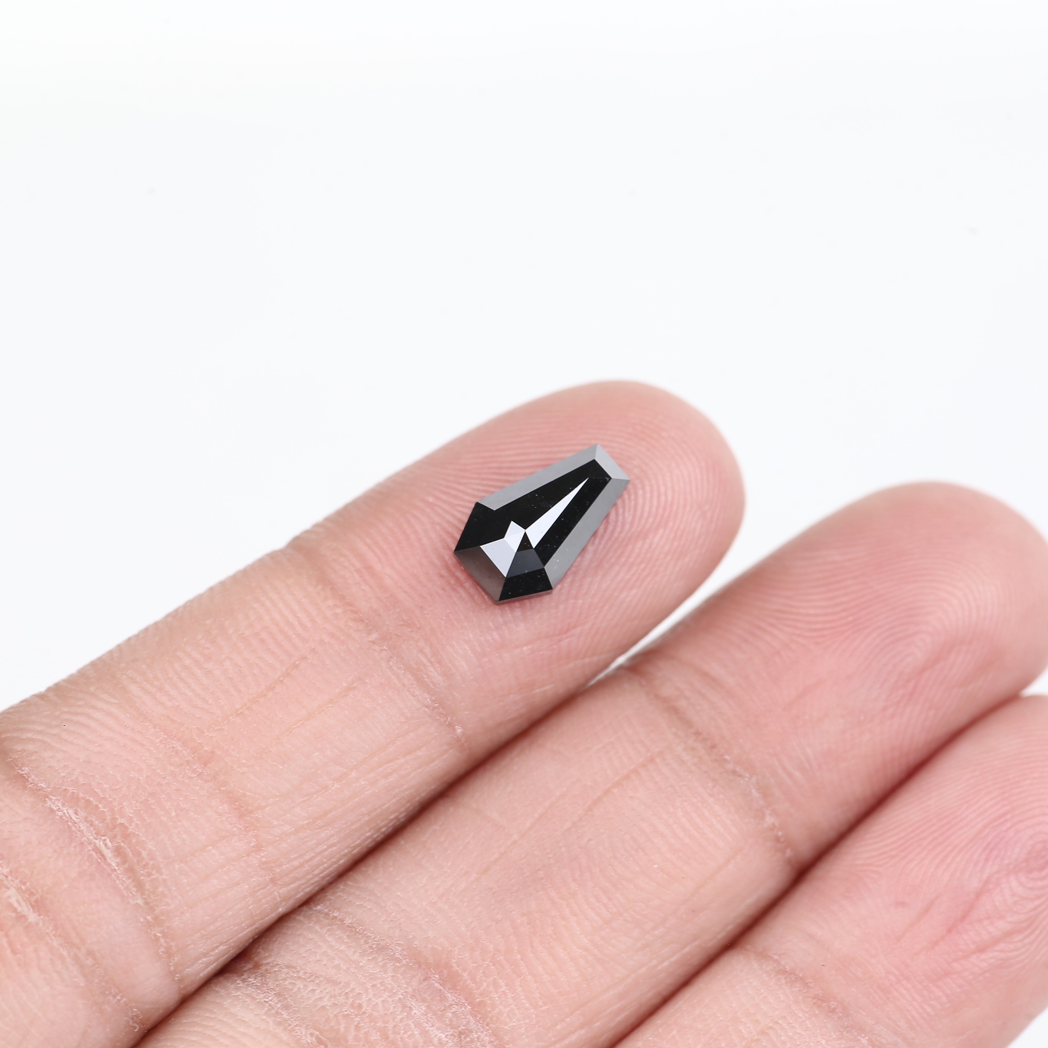 1.71 Carat Coffin Cut Natural Black Diamond 9.8 MM
