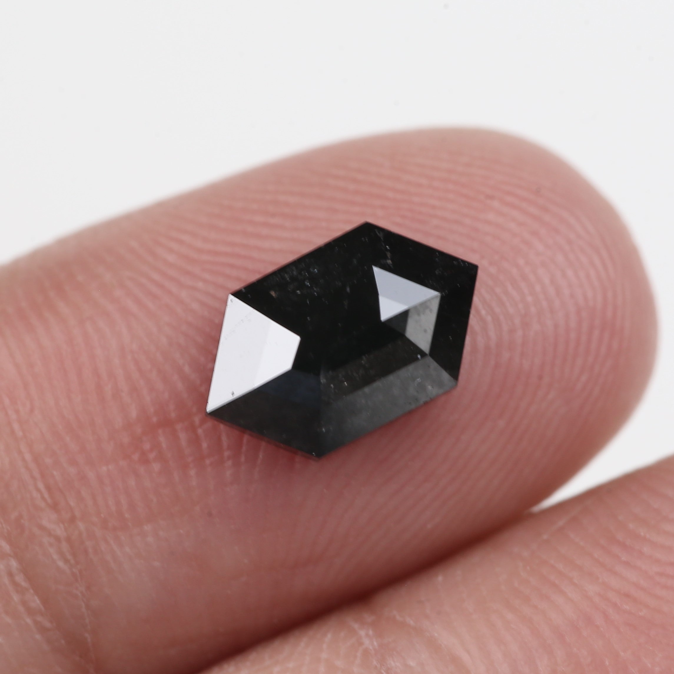 1.74 Carat Natural Loose Black Hexagon Cut Salt And Pepper Diamond