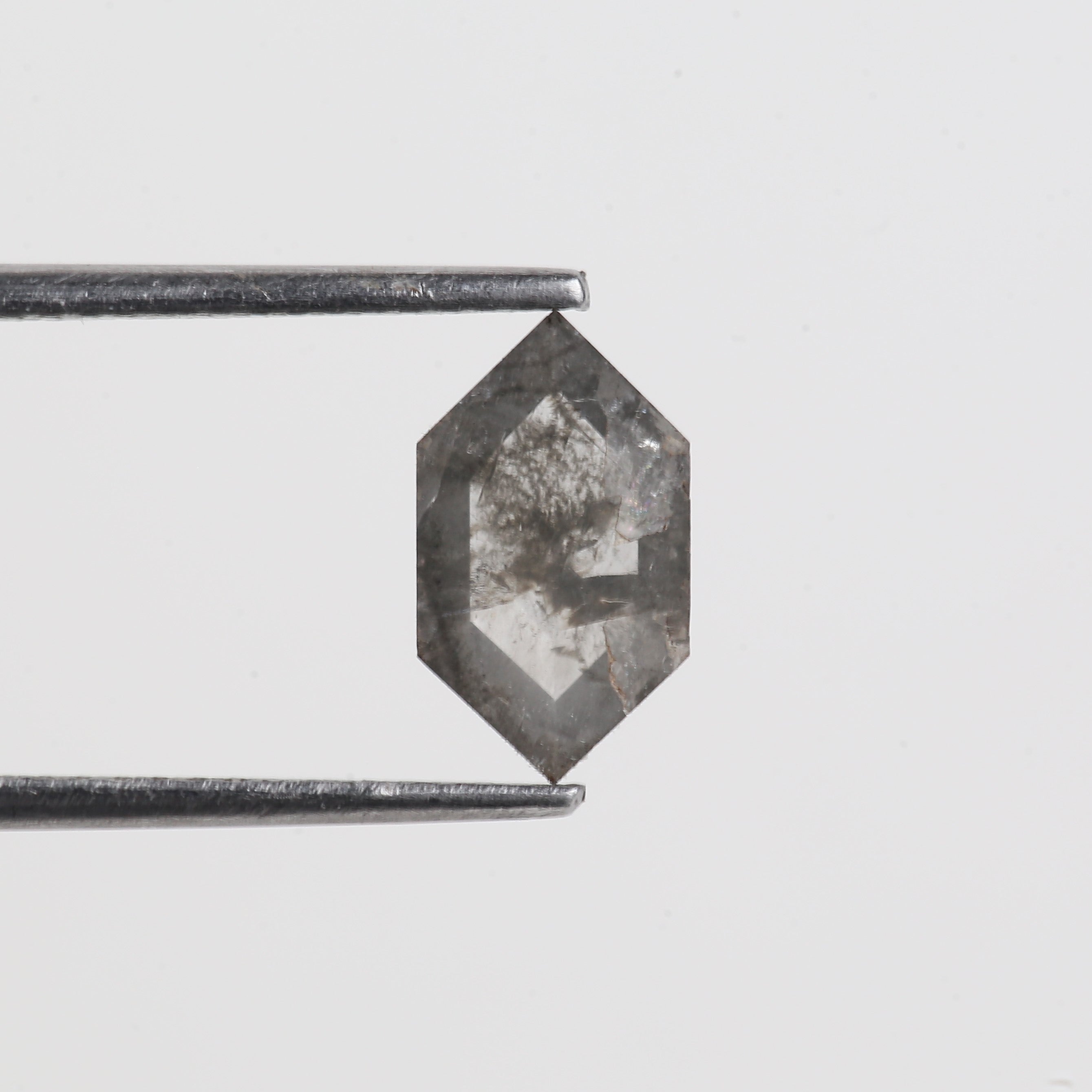 0.82 Carat Salt And Pepper Hexagon Cut Natural Diamond 10 MM