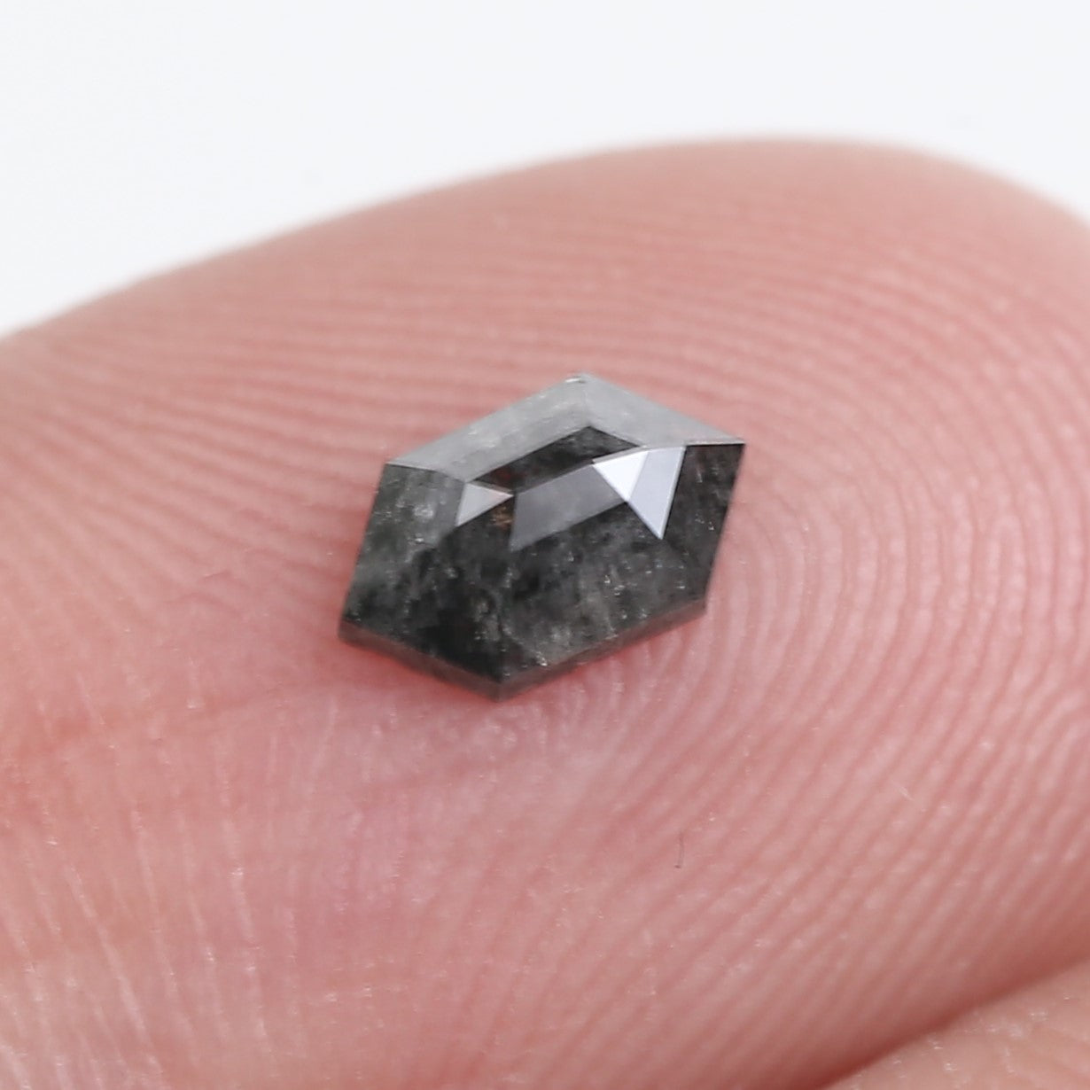 0.33 Carat Gray Salt and Pepper Hexagon Diamond Cut 5.87 MM