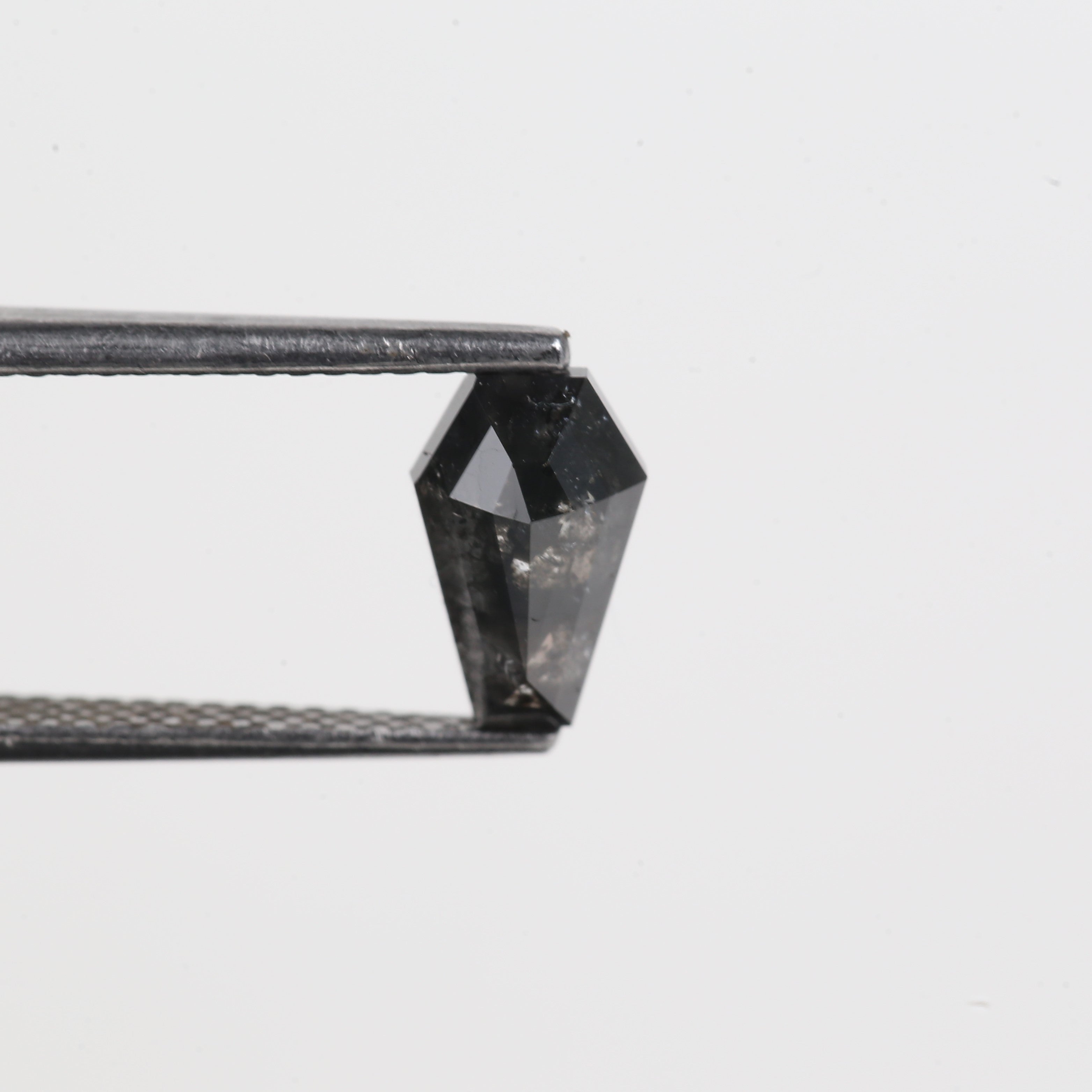 1 Carat Coffin Cut Diamond Black Salt And Pepper Unique 8.68 MM