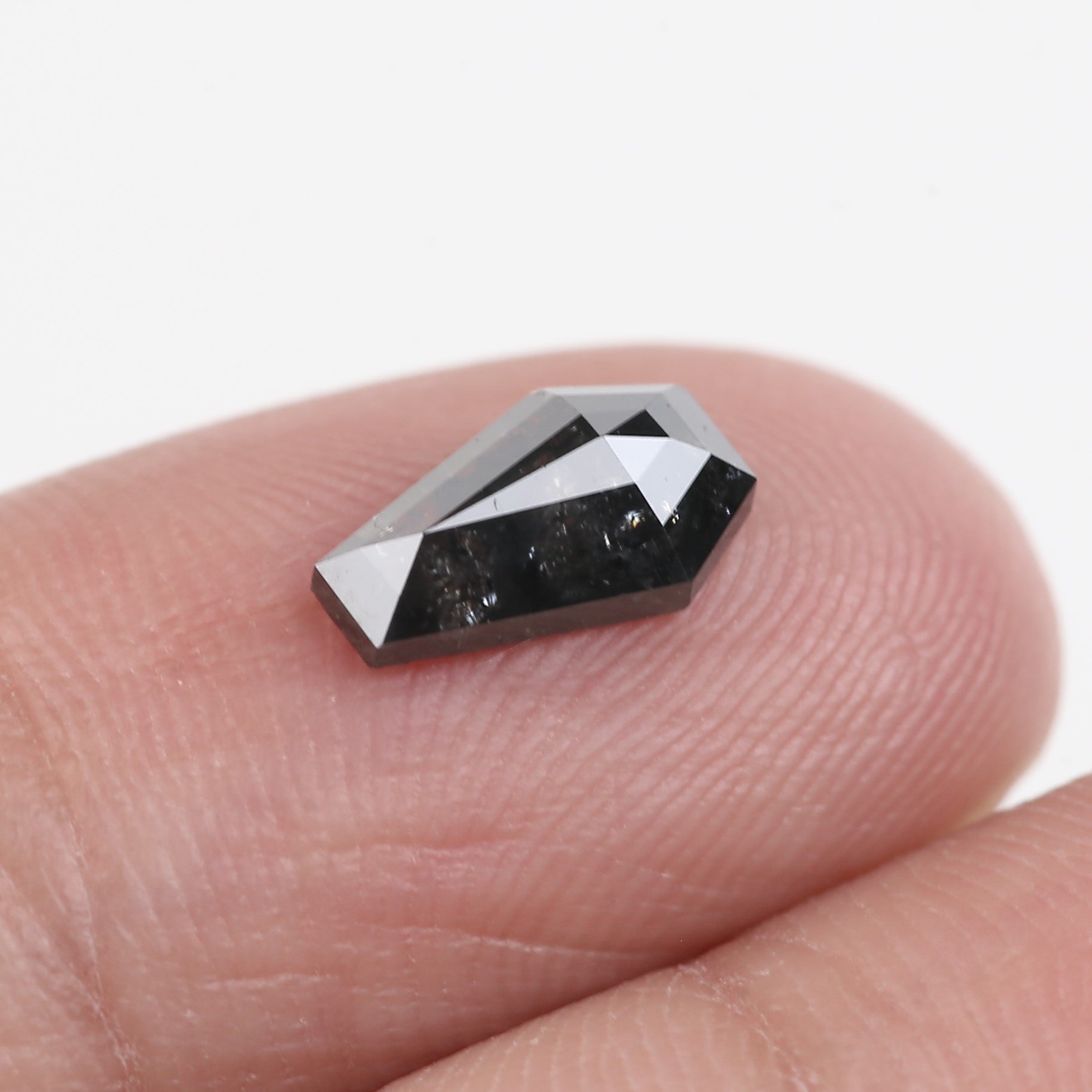 1 Carat Coffin Cut Diamond Black Salt And Pepper Unique 8.68 MM