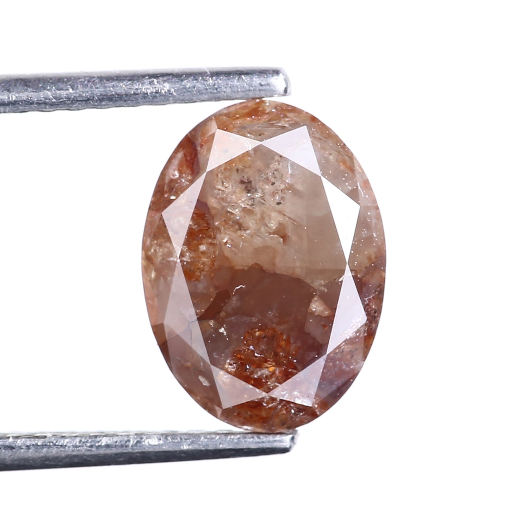 2.55 Carat Natural Orange Red Salt Pepper Diamond Oval Cut 9.53 MM