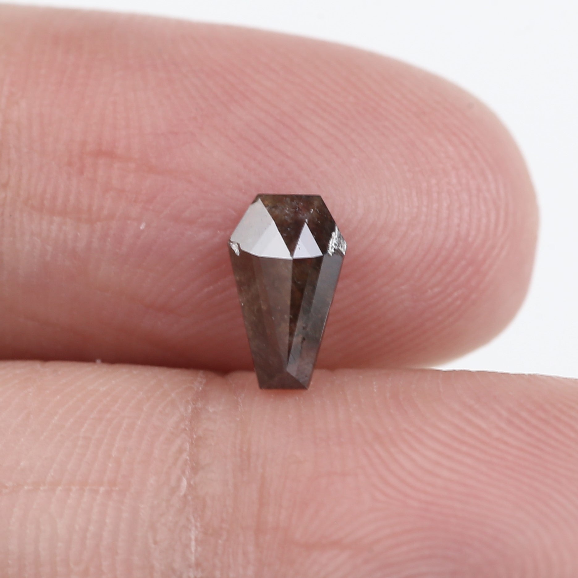 0.64 Carat Natural Loose Coffin Cut Diamond Dark Brown Colour 7.73 MM
