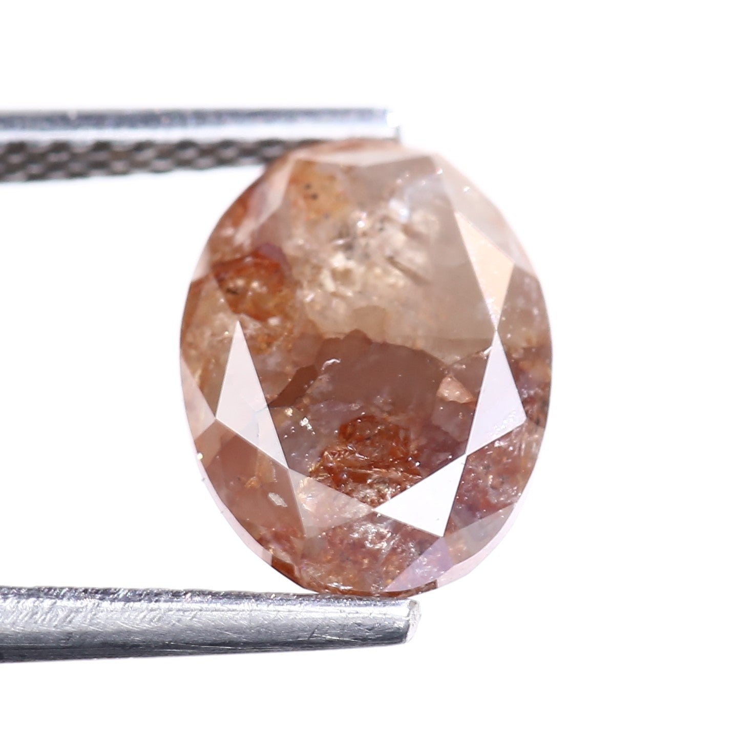 2.55 Carat Natural Orange Red Salt Pepper Diamond Oval Cut 9.53 MM