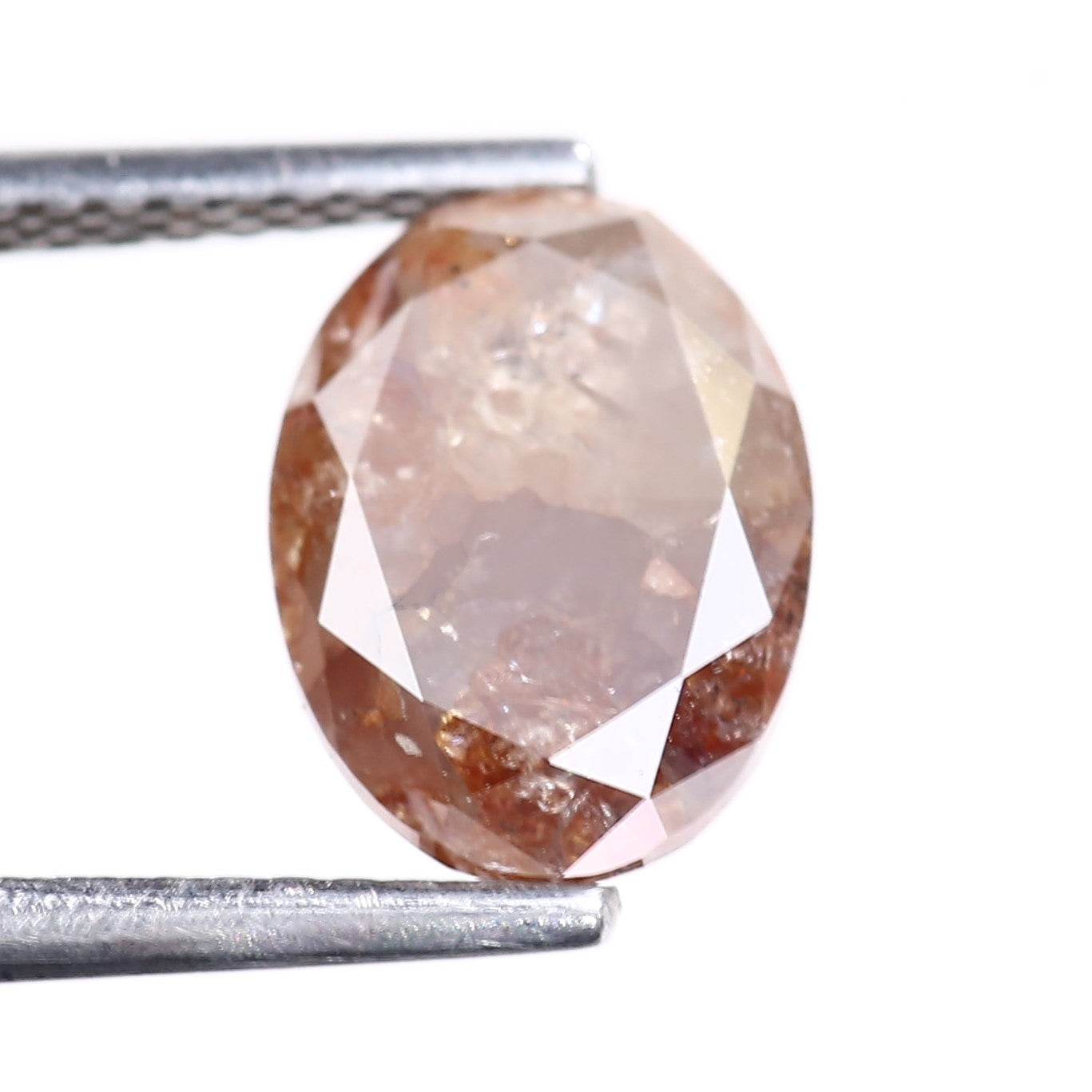 2.55 Carat Natural Orange Red Salt Pepper Diamond Oval Cut 9.53 MM