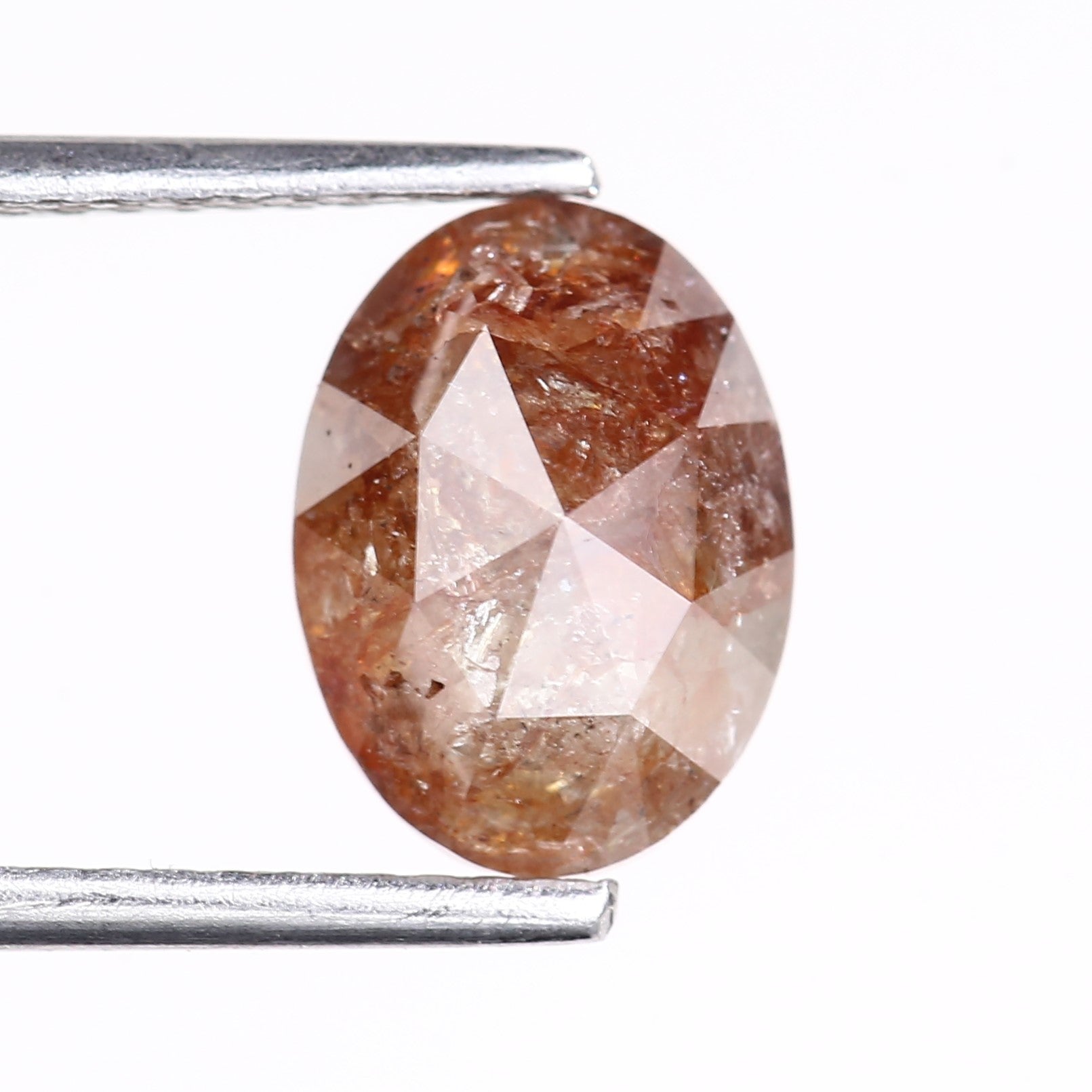 2.55 Carat Natural Orange Red Salt Pepper Diamond Oval Cut 9.53 MM