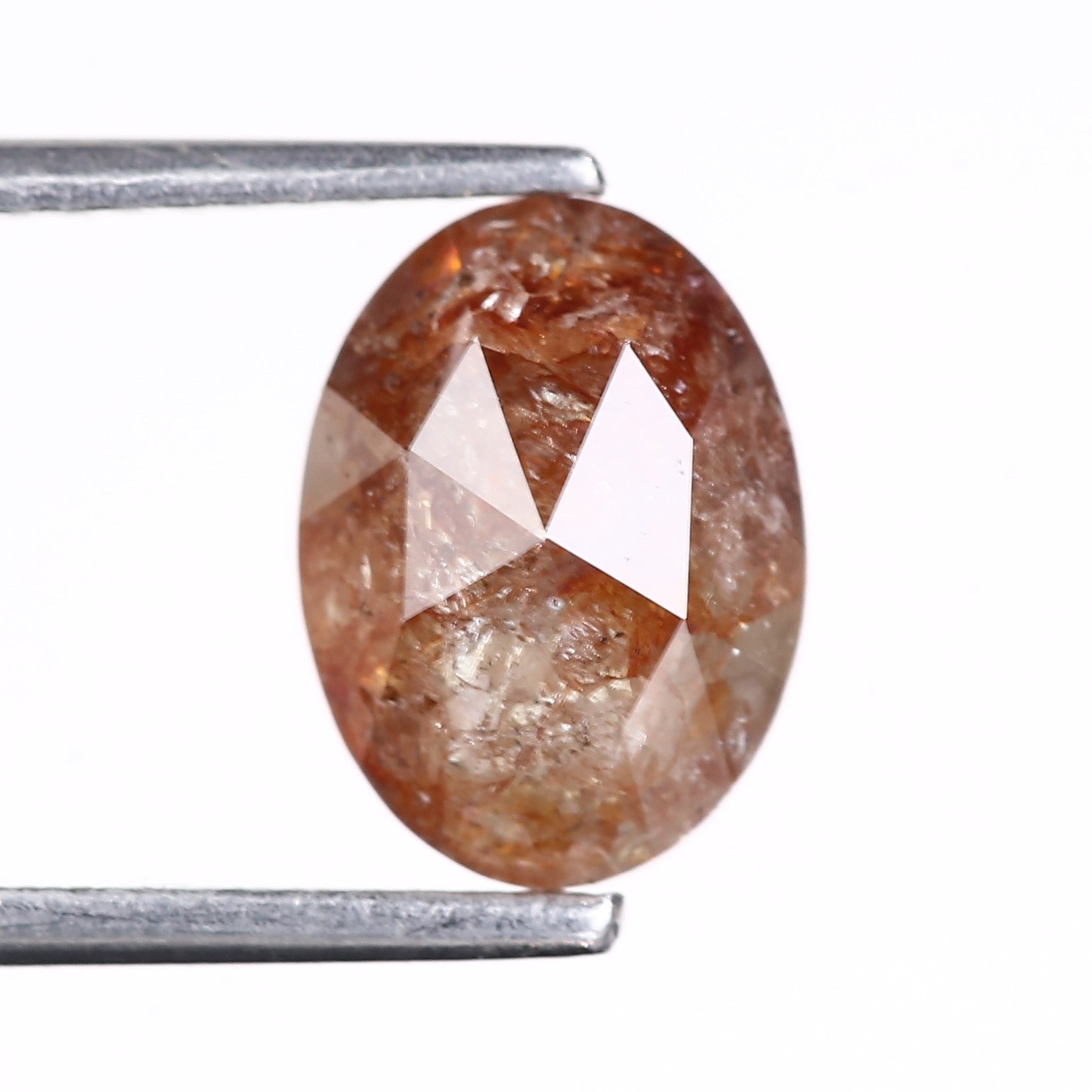 2.55 Carat Natural Orange Red Salt Pepper Diamond Oval Cut 9.53 MM