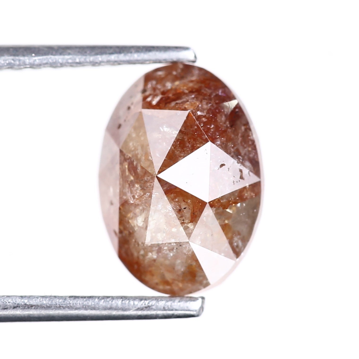 2.55 Carat Natural Orange Red Salt Pepper Diamond Oval Cut 9.53 MM