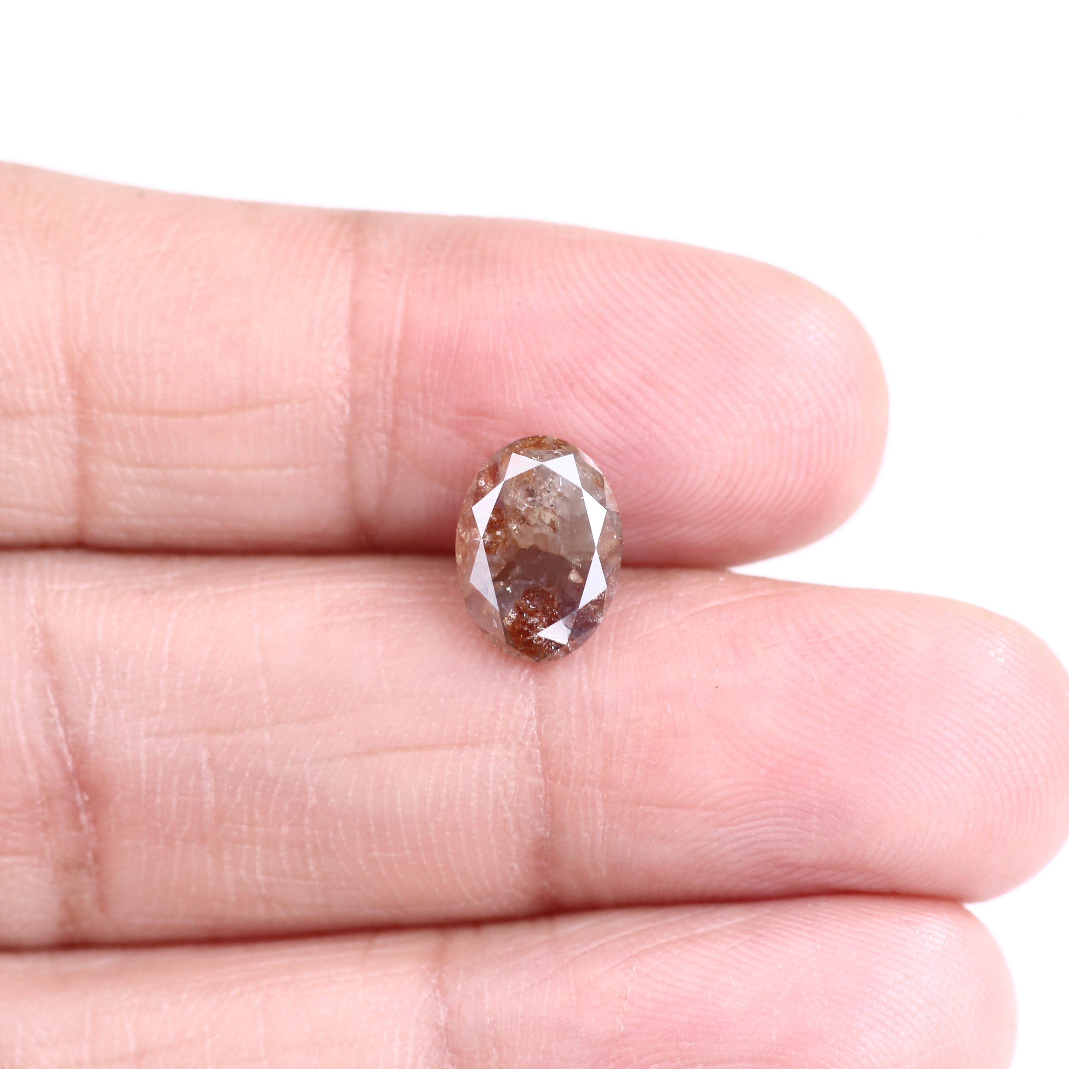 2.55 Carat Natural Orange Red Salt Pepper Diamond Oval Cut 9.53 MM