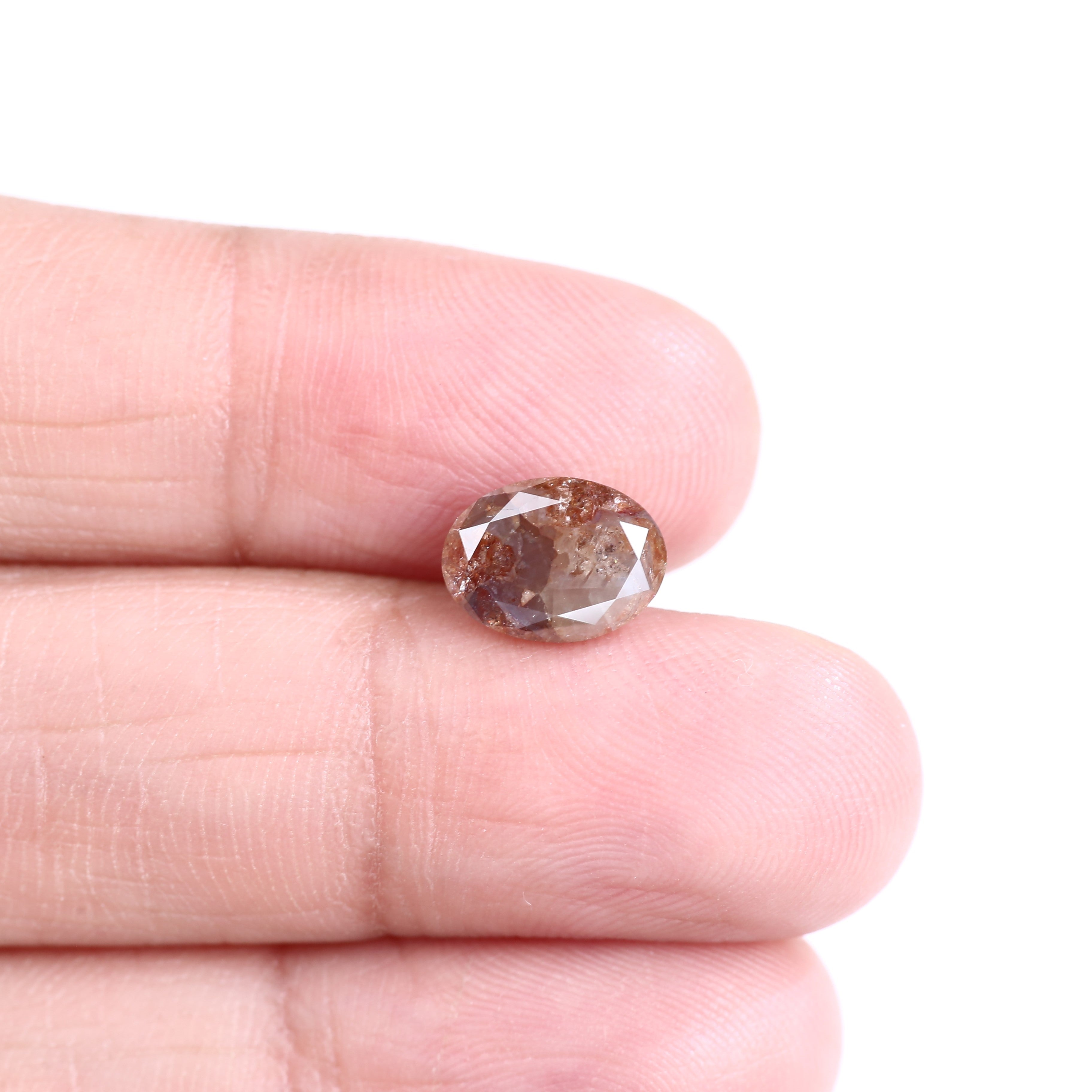 2.55 Carat Natural Orange Red Salt Pepper Diamond Oval Cut 9.53 MM