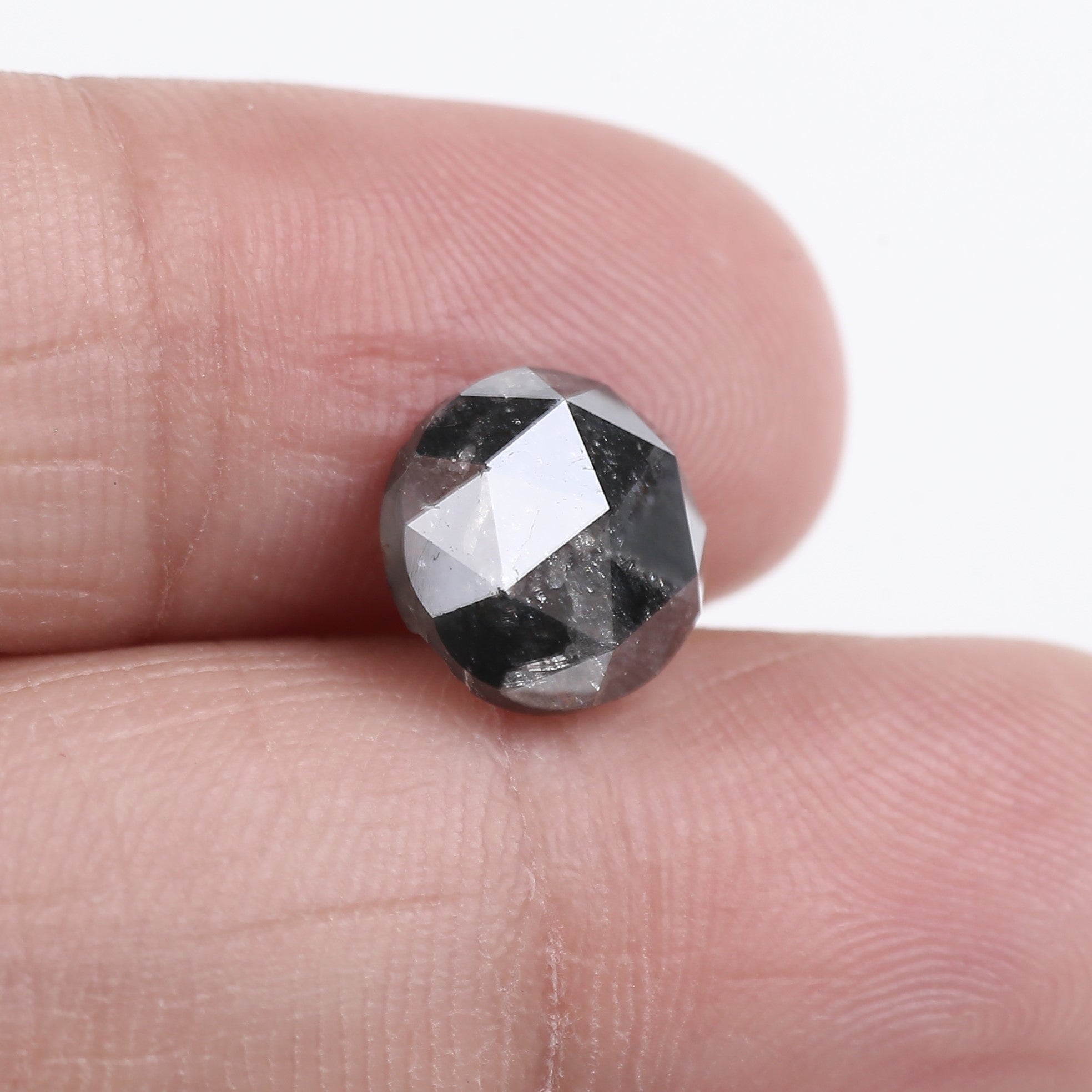3.10 Carat Natural Loose Black Diamond Round Rose Cut 9.11 MM