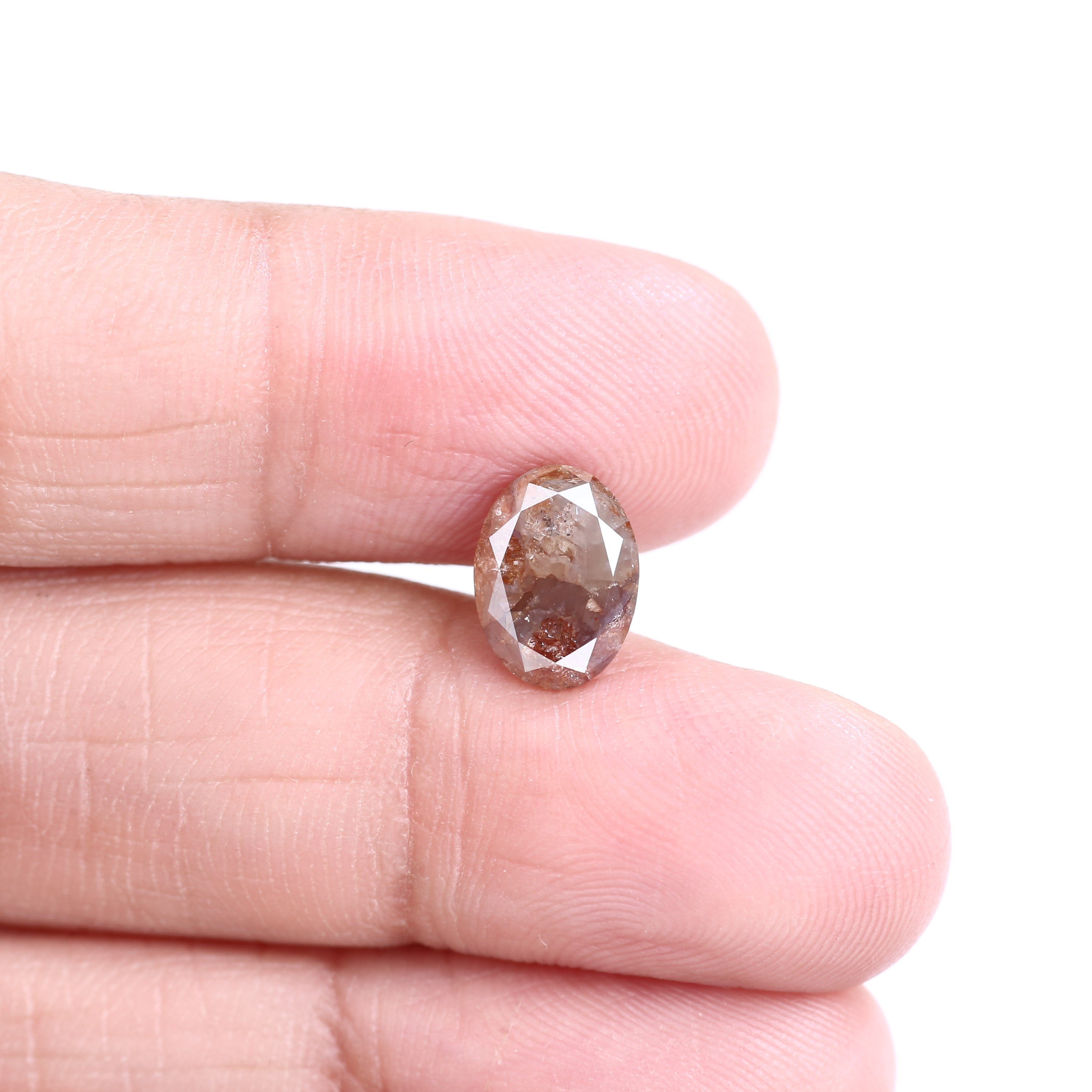 2.55 Carat Natural Orange Red Salt Pepper Diamond Oval Cut 9.53 MM