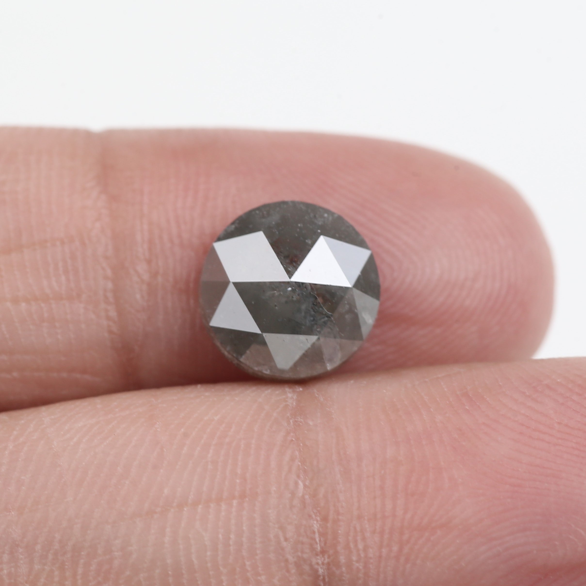 2.76 Carat Salt and Pepper Round Rose Cut Loose Diamond 9 MM