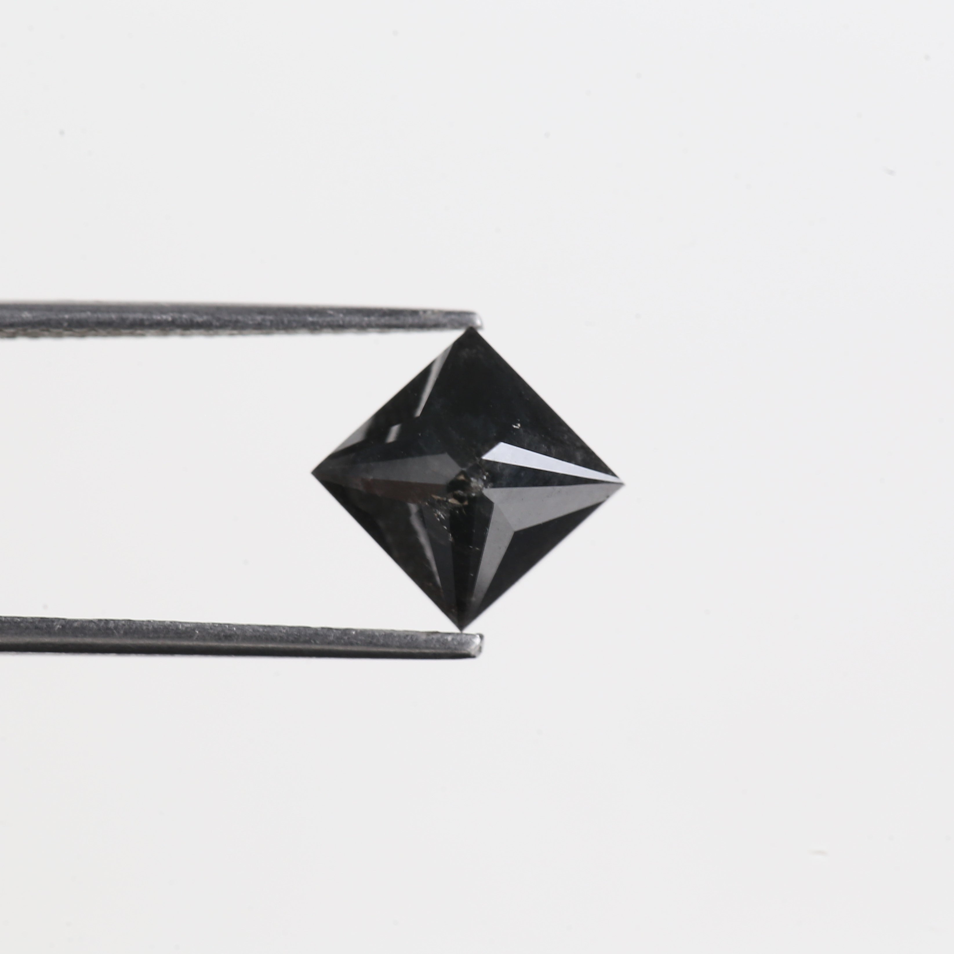 2.90 Carat Natural Black Princess Cut Diamond Black Loose Diamond 7.59 MM