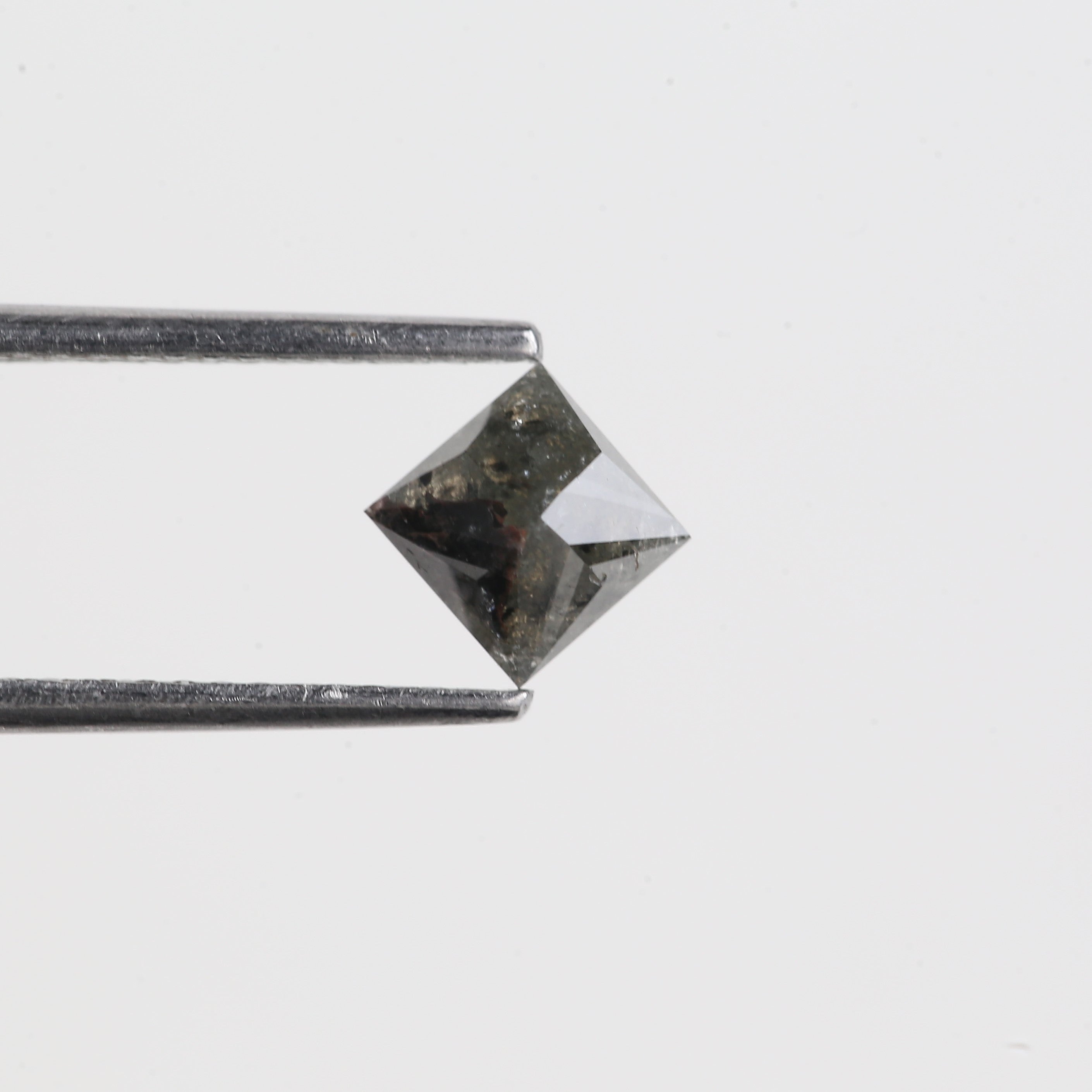 0.66 Ct Natural Gray Princess Cut Salt And Pepper Loose Diamond 4.97 MM