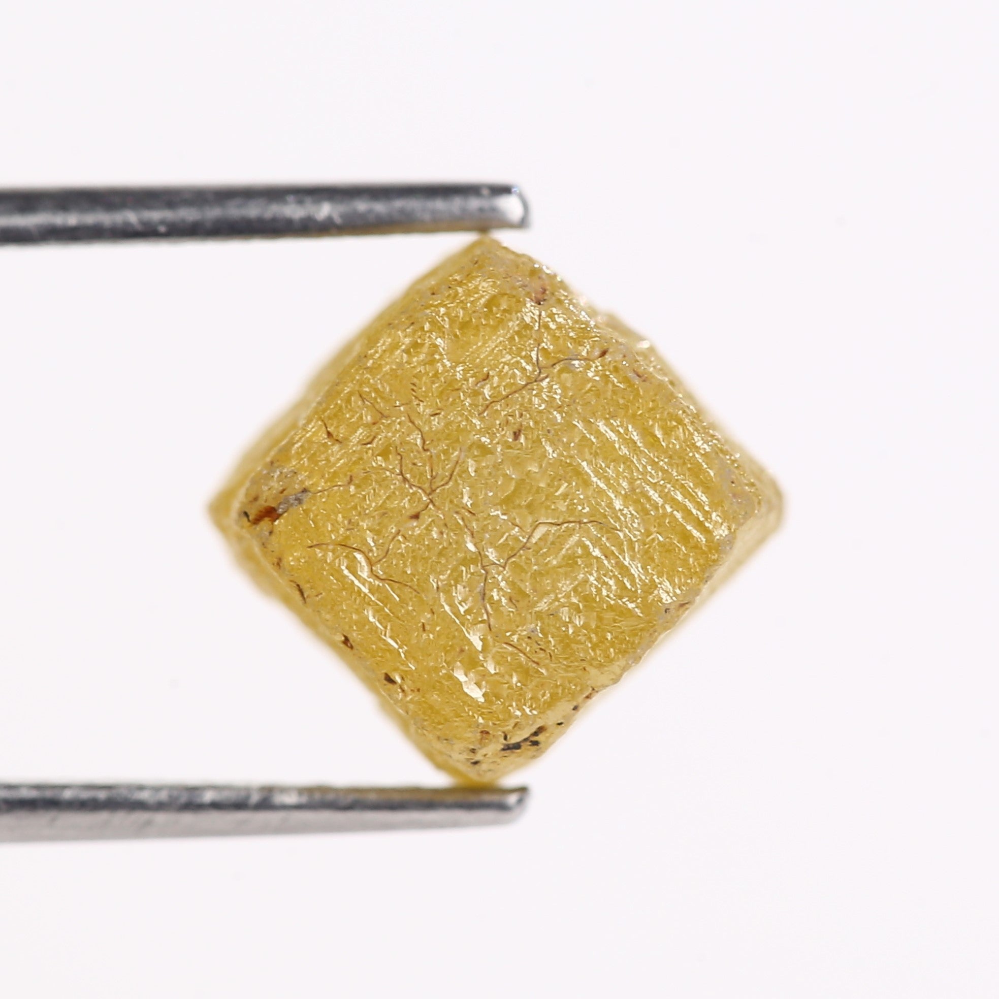 6.79 Carat Rare Natural Yellow Cube Rough Diamond 7.74 MM