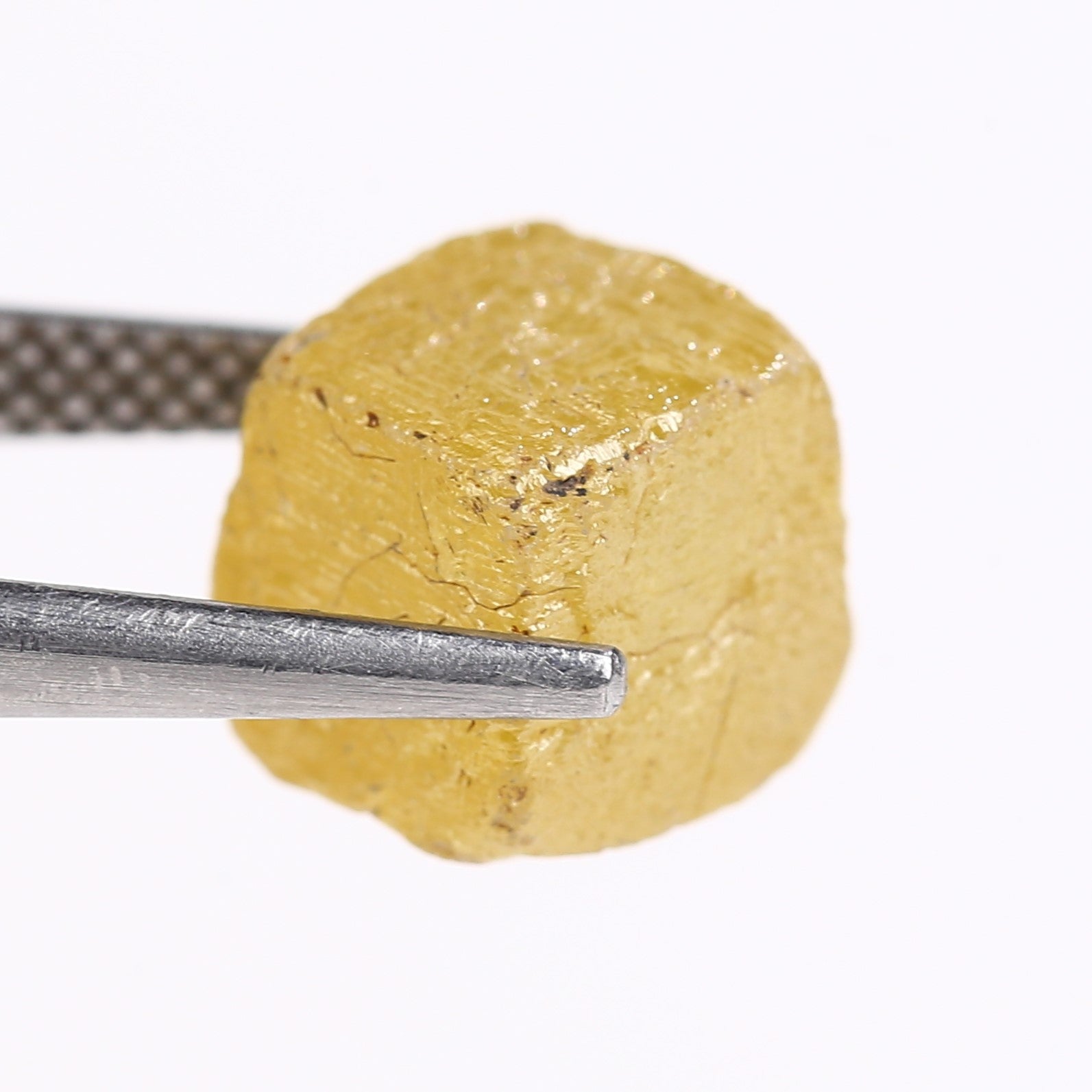 6.79 Carat Rare Natural Yellow Cube Rough Diamond 7.74 MM