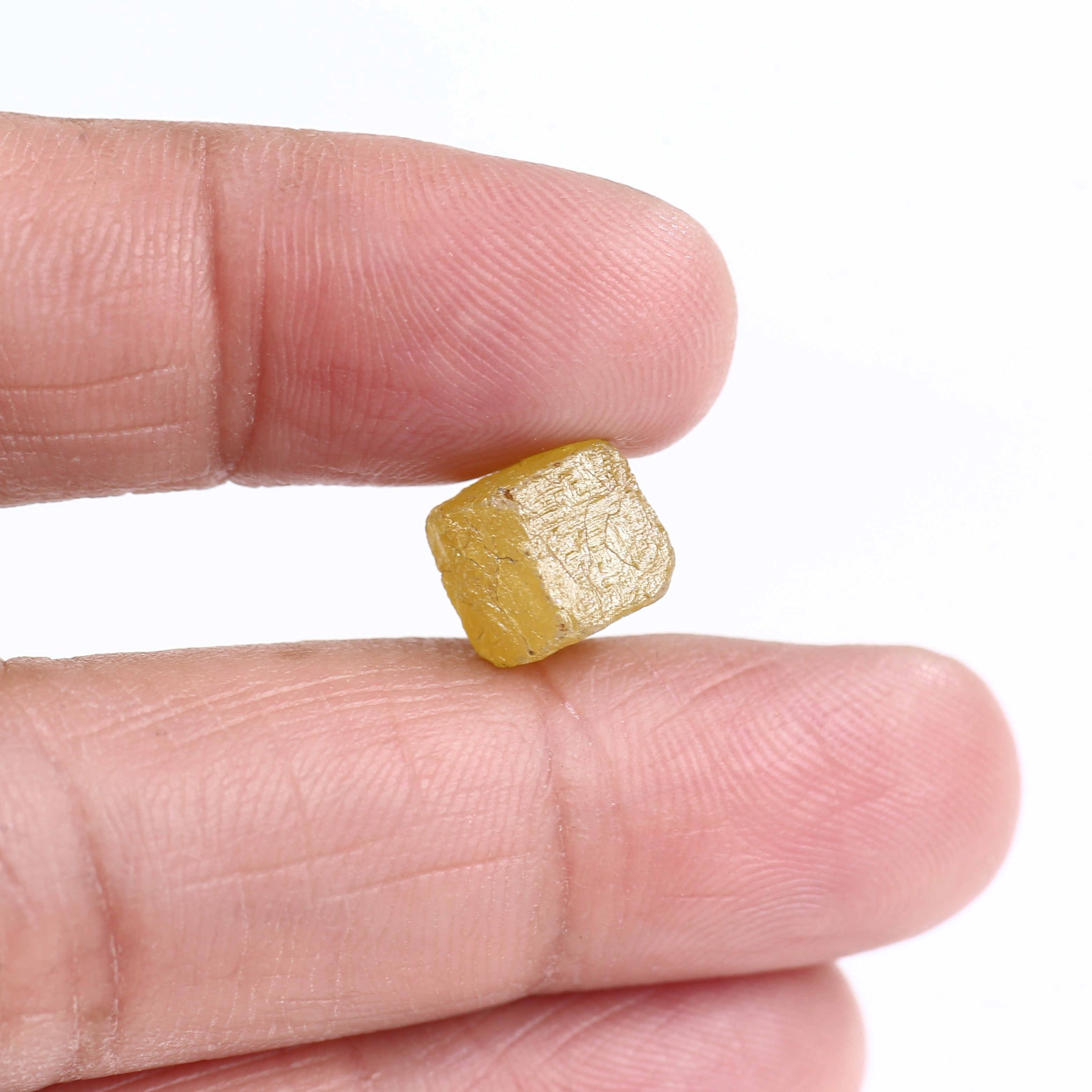 6.79 Carat Rare Natural Yellow Cube Rough Diamond 7.74 MM