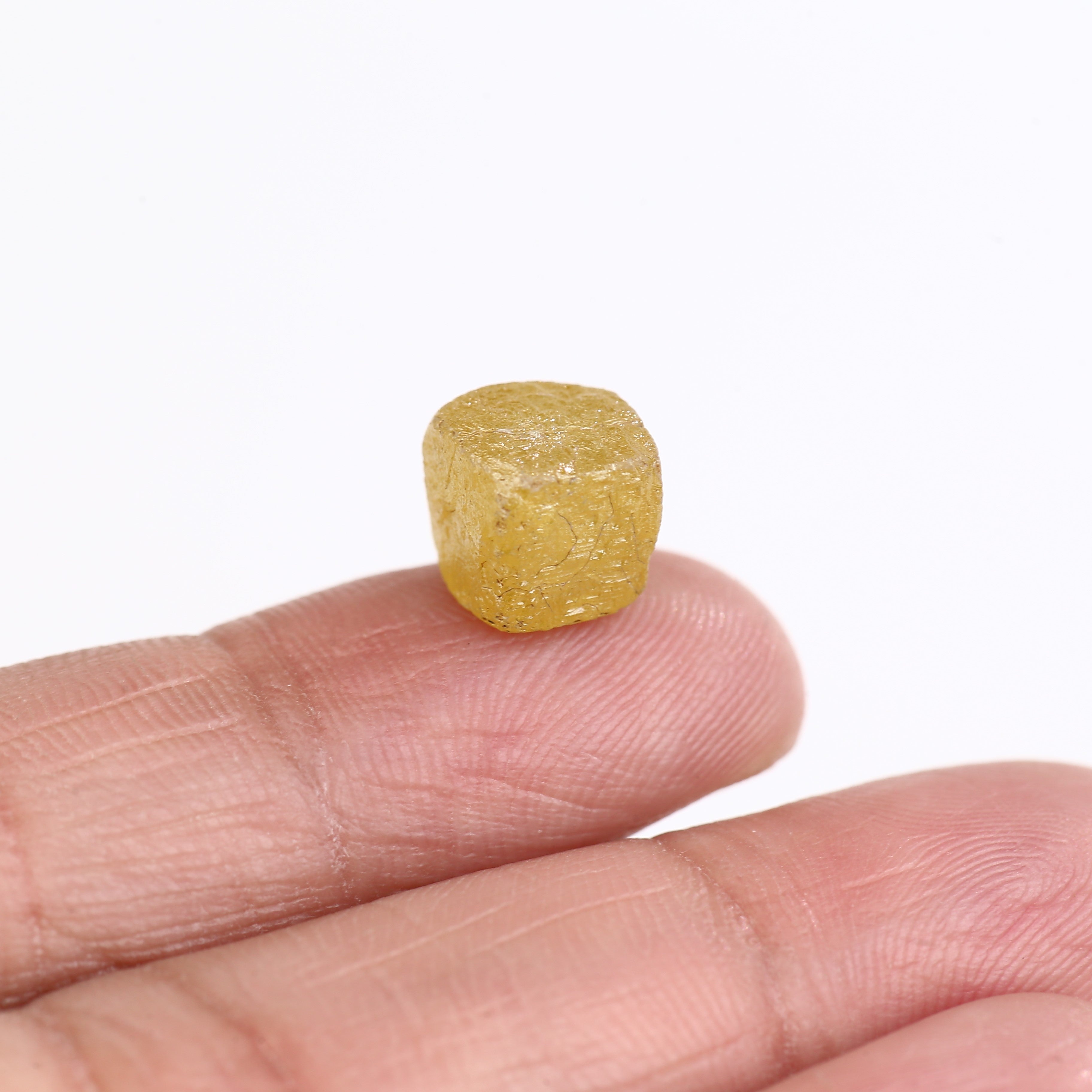 6.79 Carat Rare Natural Yellow Cube Rough Diamond 7.74 MM