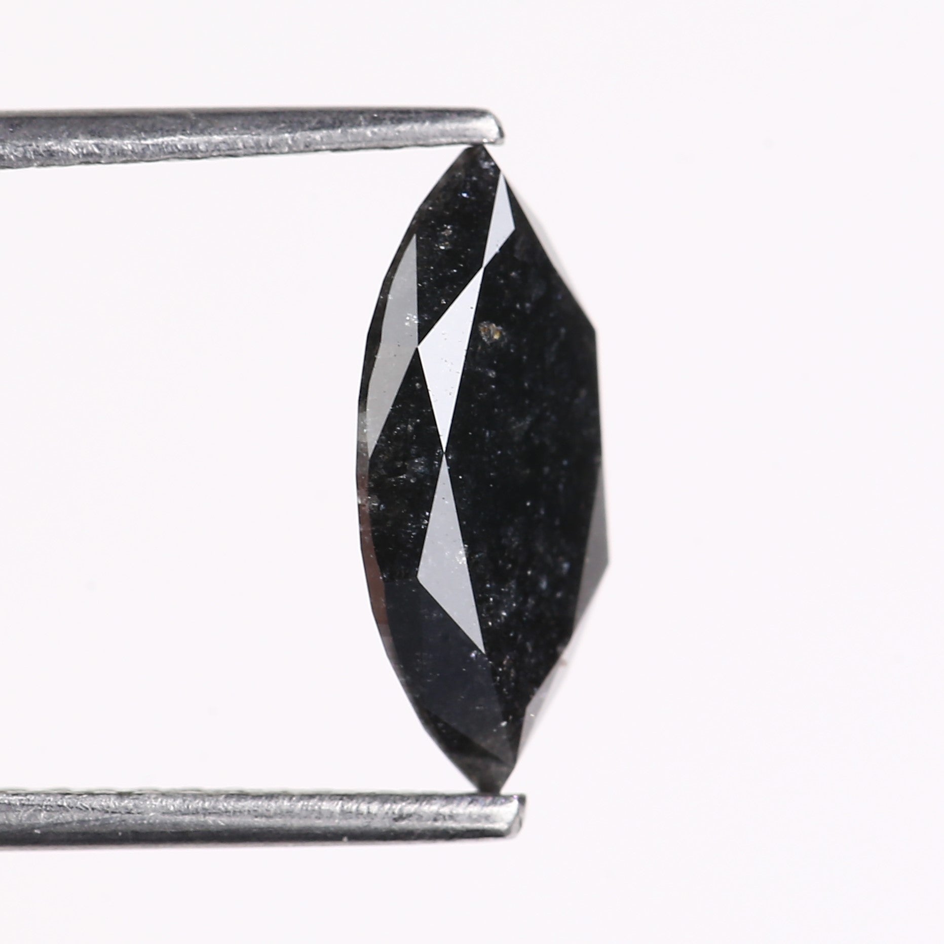 1.89 Carat Natural Black Marquise Cut Salt and Pepper Diamond 11.99 MM