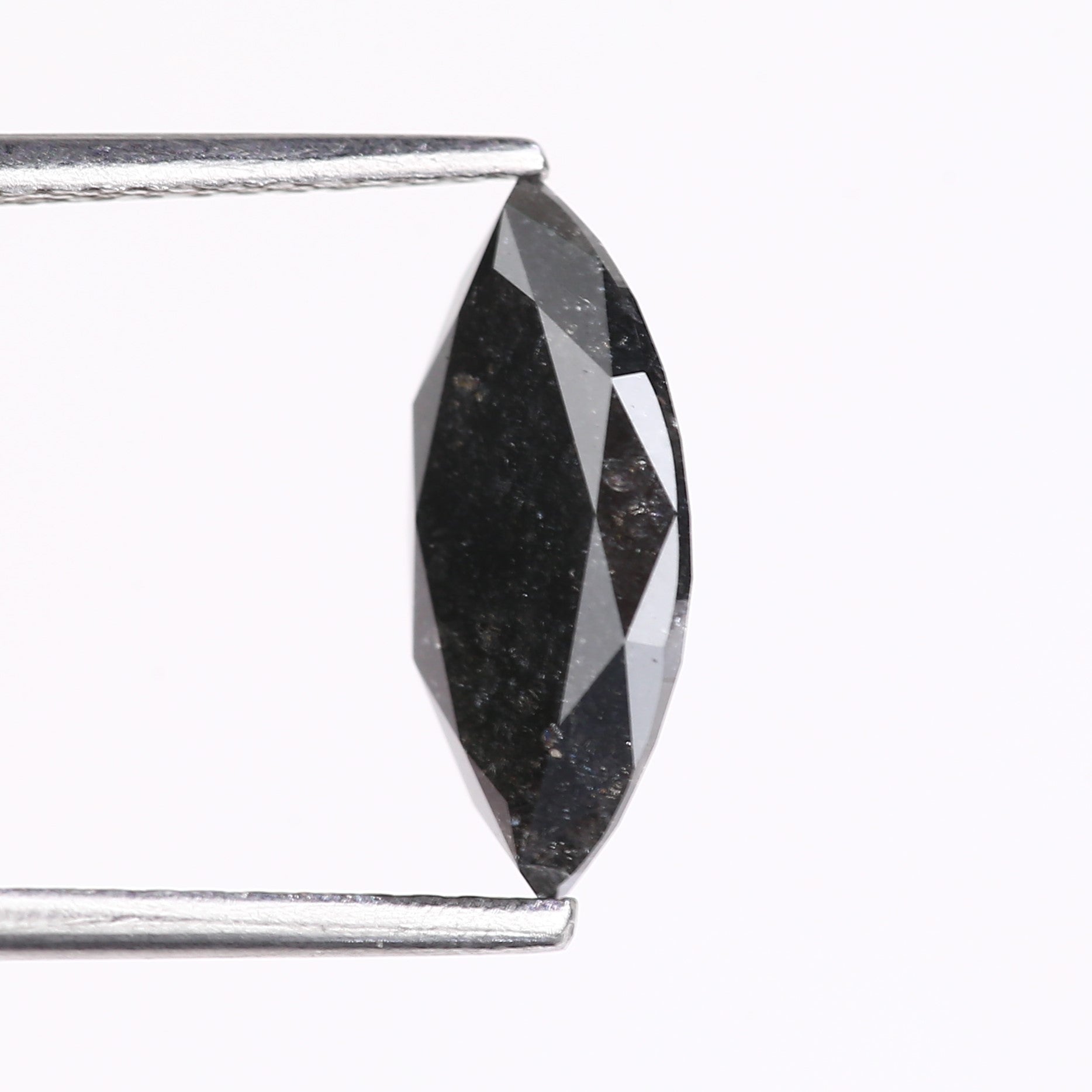 1.89 Carat Natural Black Marquise Cut Salt and Pepper Diamond 11.99 MM