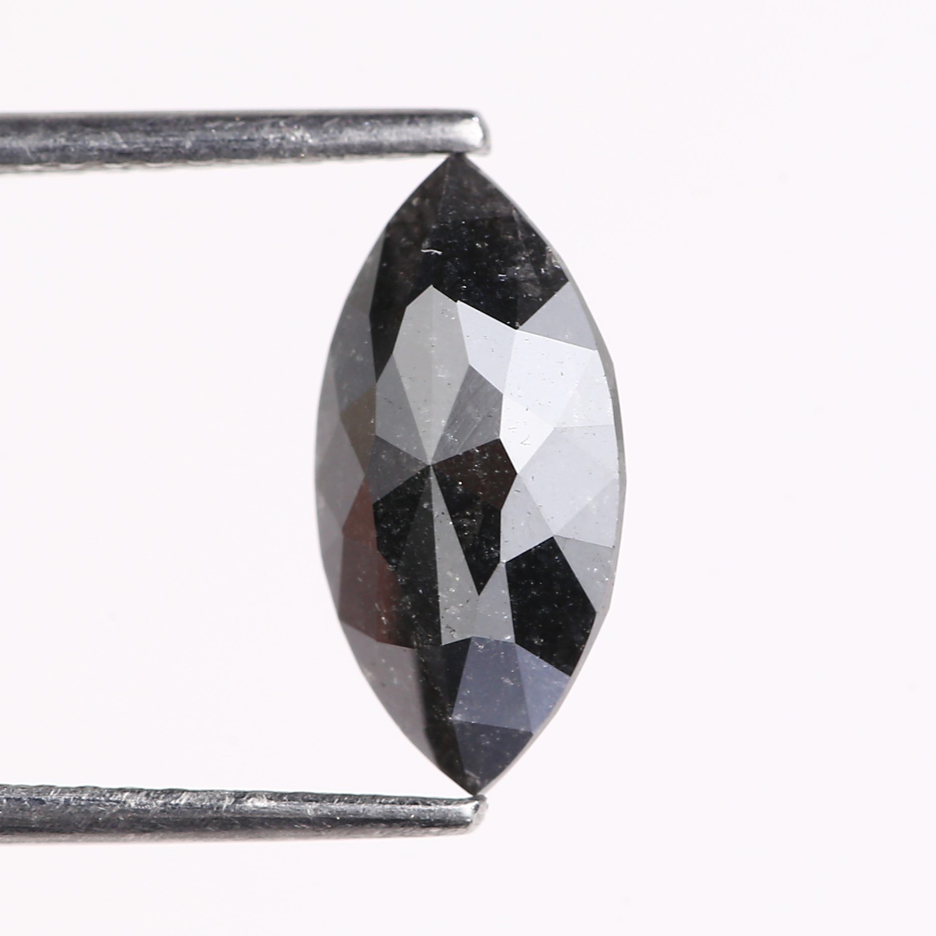 1.89 Carat Natural Black Marquise Cut Salt and Pepper Diamond 11.99 MM