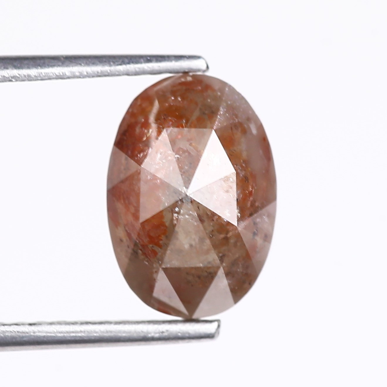 3.12 Carat Natural Orange Oval Cut Salt And Pepper Diamond 9.59 MM