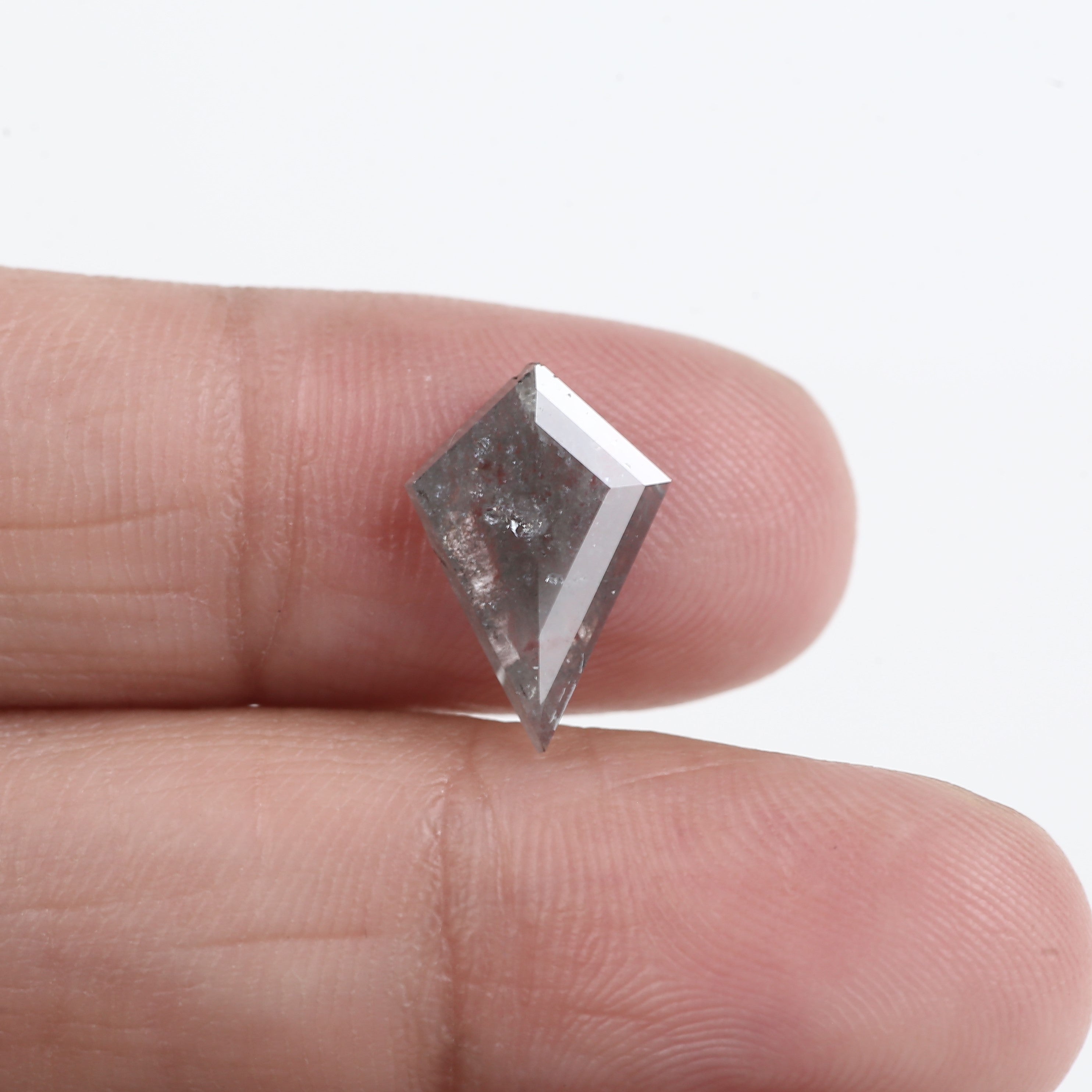 1.87 Carat Natural Gray Slice Kite Salt And Pepper Diamond 13.94 MM