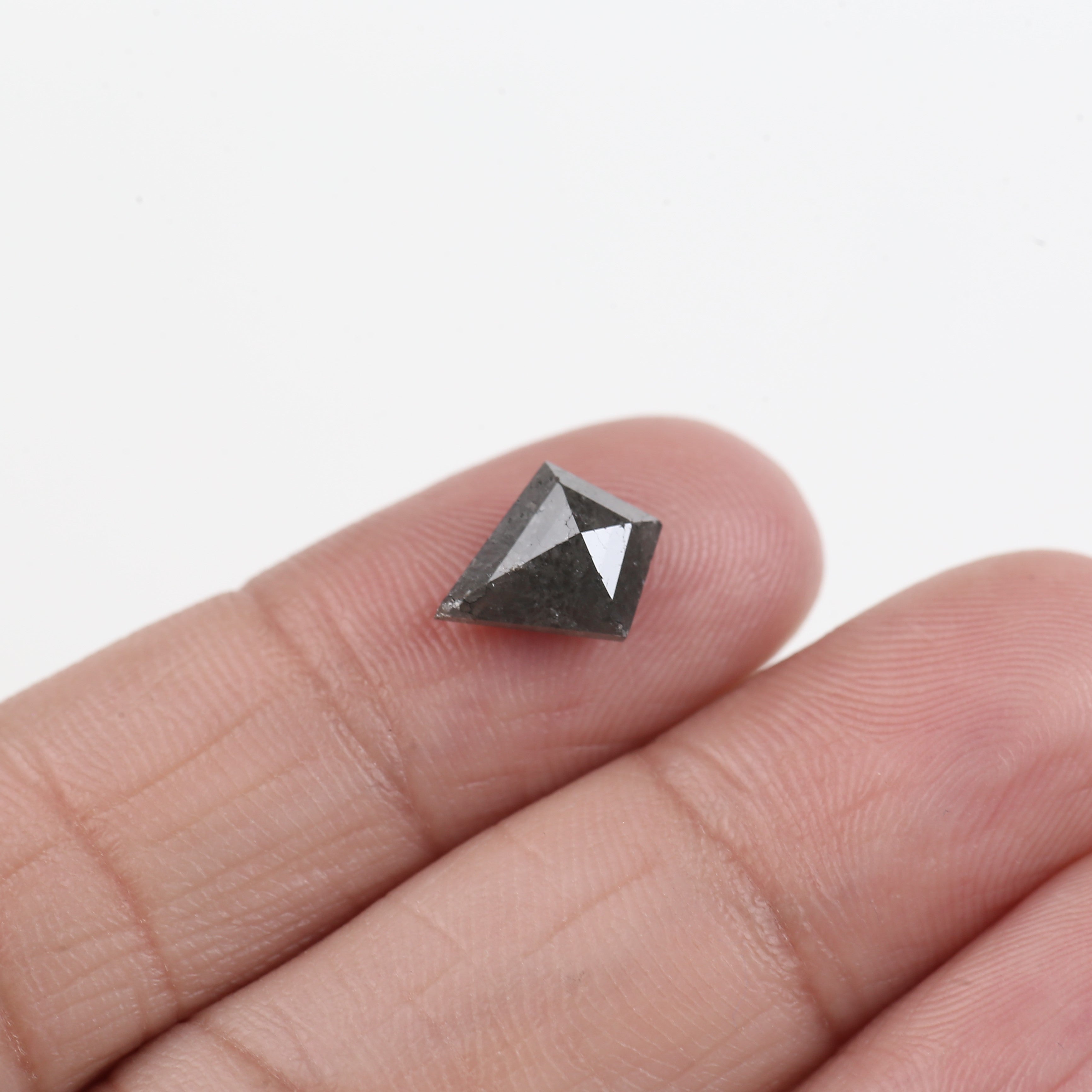1.71 Carat Kite Black Raw Salt and Pepper Diamond 10.37 MM