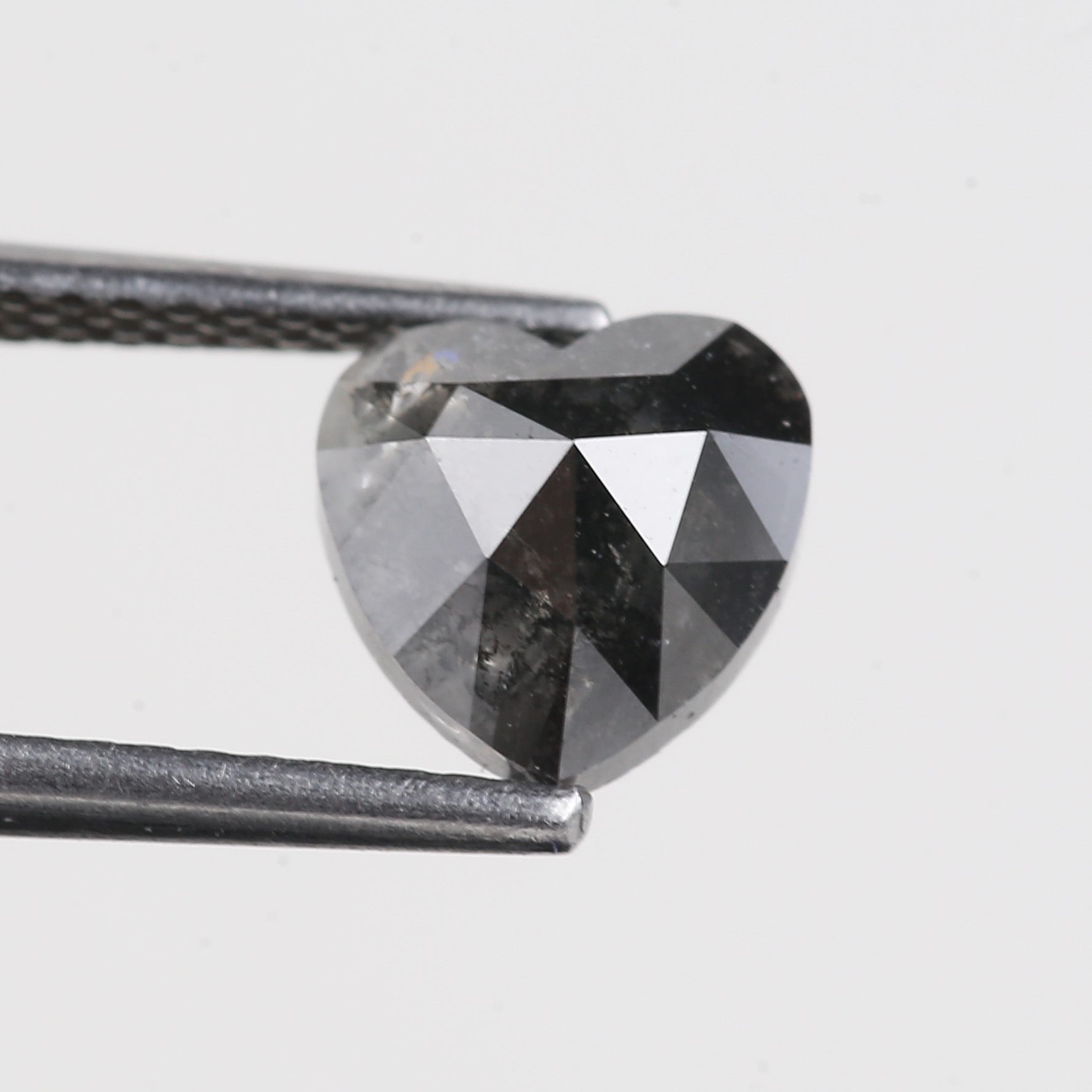 1.34 Carat Natural Black Heart Shape Salt and Pepper Diamond 6.95 MM
