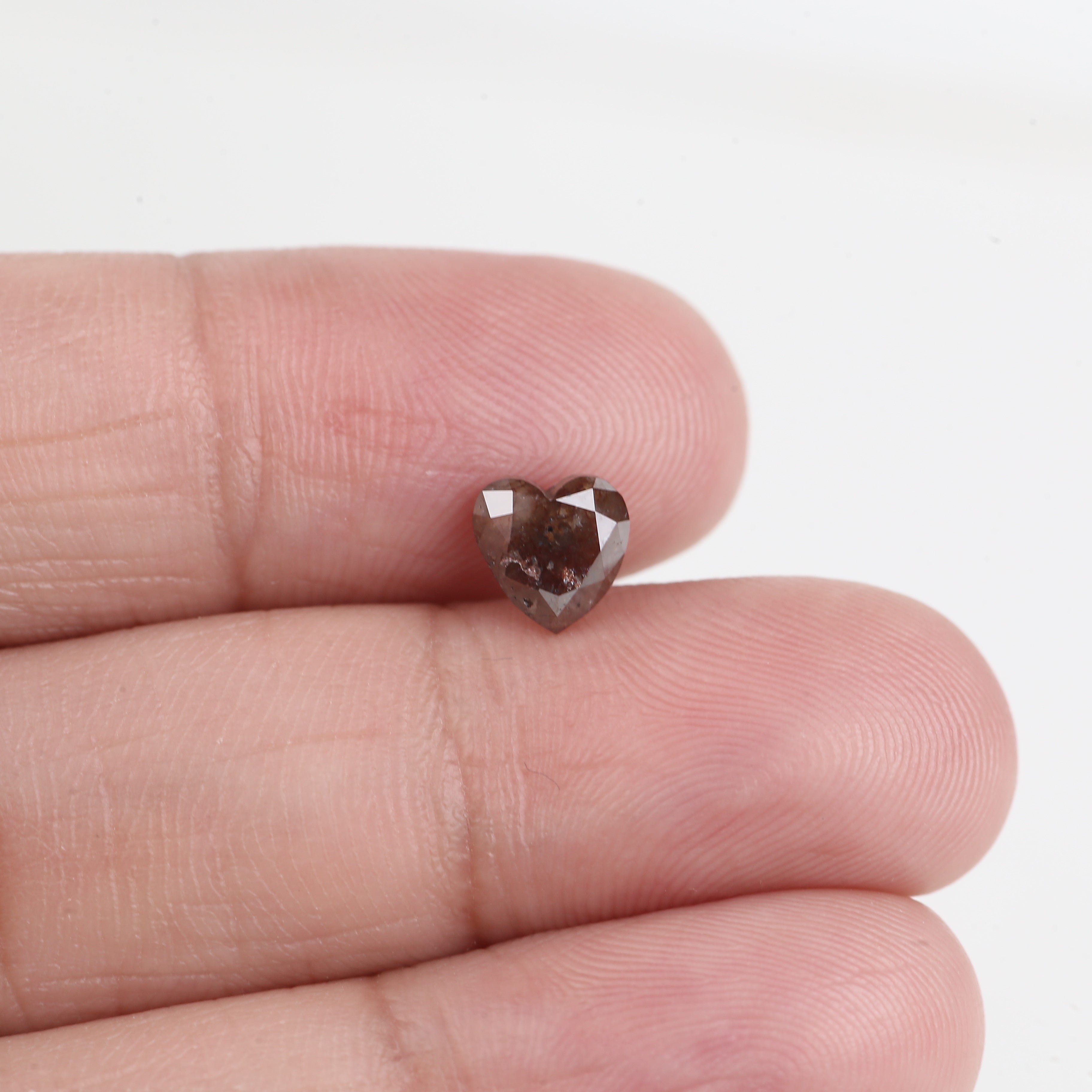 1.07 Carat Heart Red Rustic Salt And Pepper Diamond 6.42 MM
