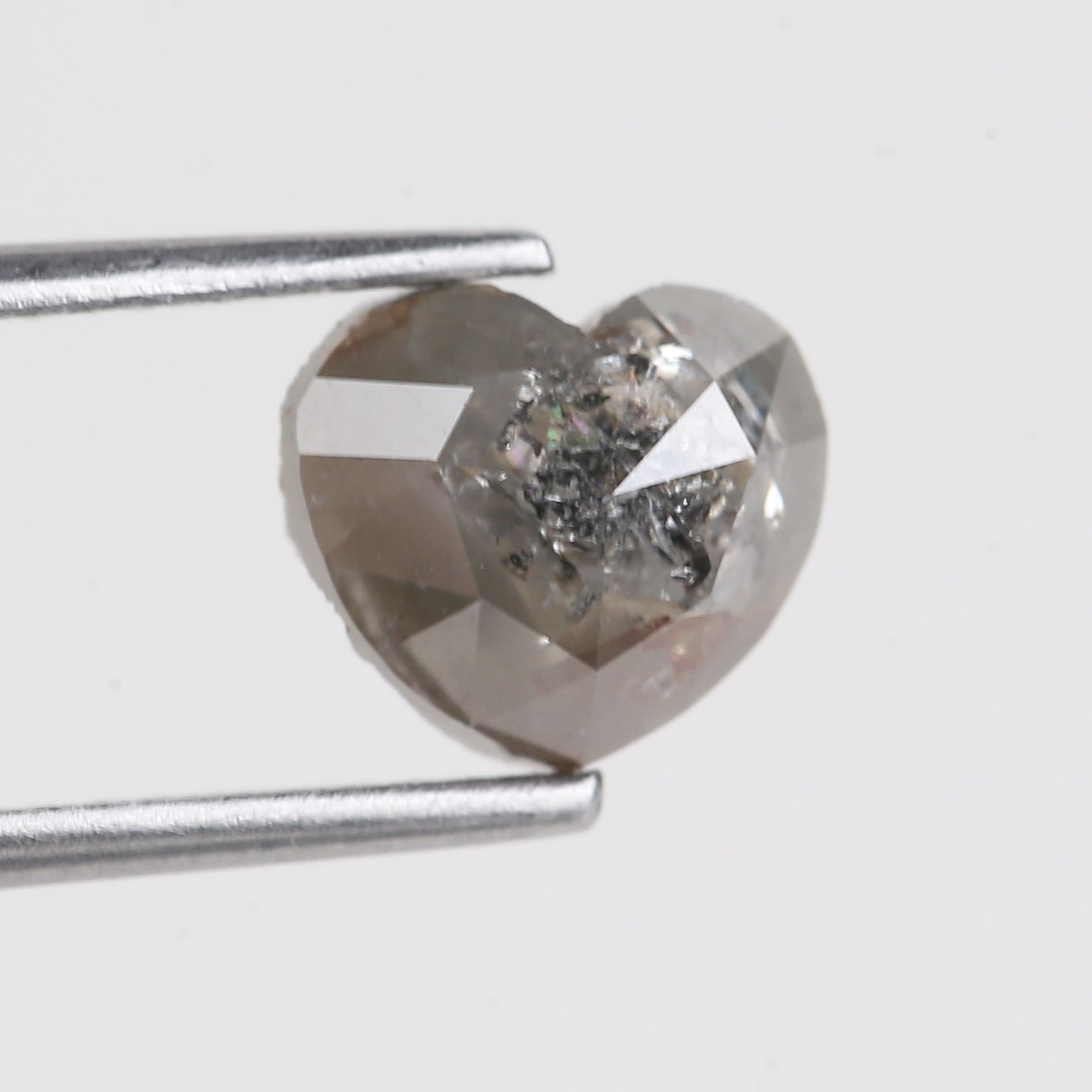 2.03 Carat Natural Gray Heart Shaped Salt And Pepper Diamond 6.90 MM