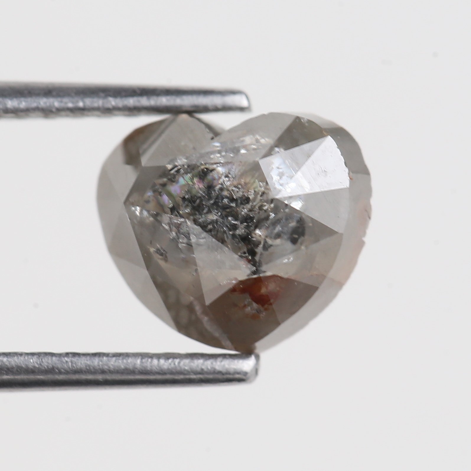 2.03 Carat Natural Gray Heart Shaped Salt And Pepper Diamond 6.90 MM