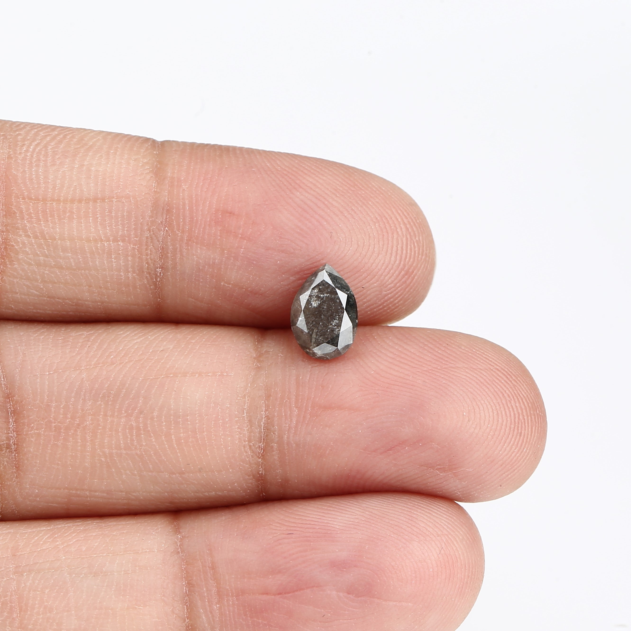 1.04 Carat Gray Pear Salt and Pepper Diamond 7.69 MM