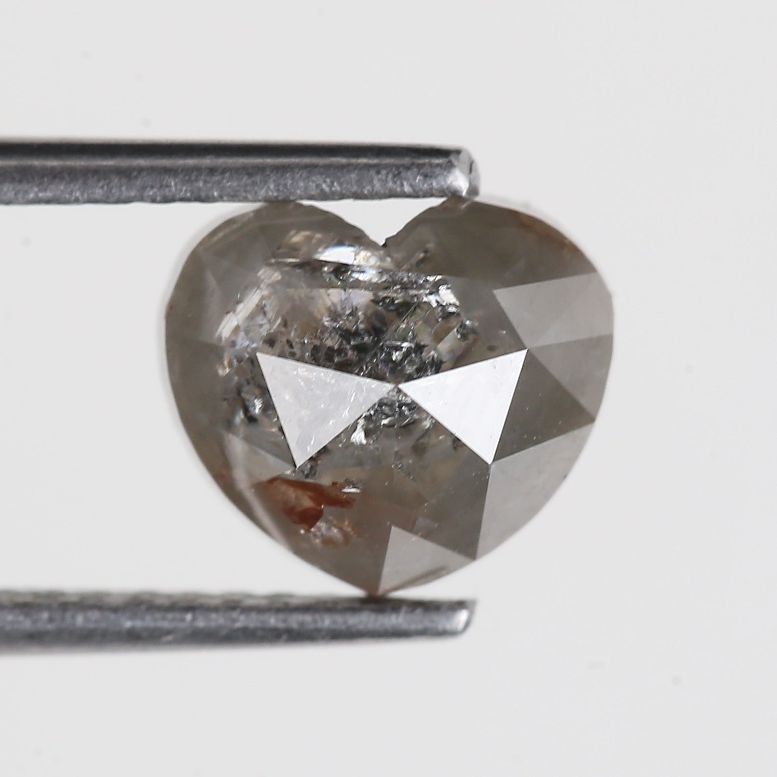 2.03 Carat Natural Gray Heart Shaped Salt And Pepper Diamond 6.90 MM