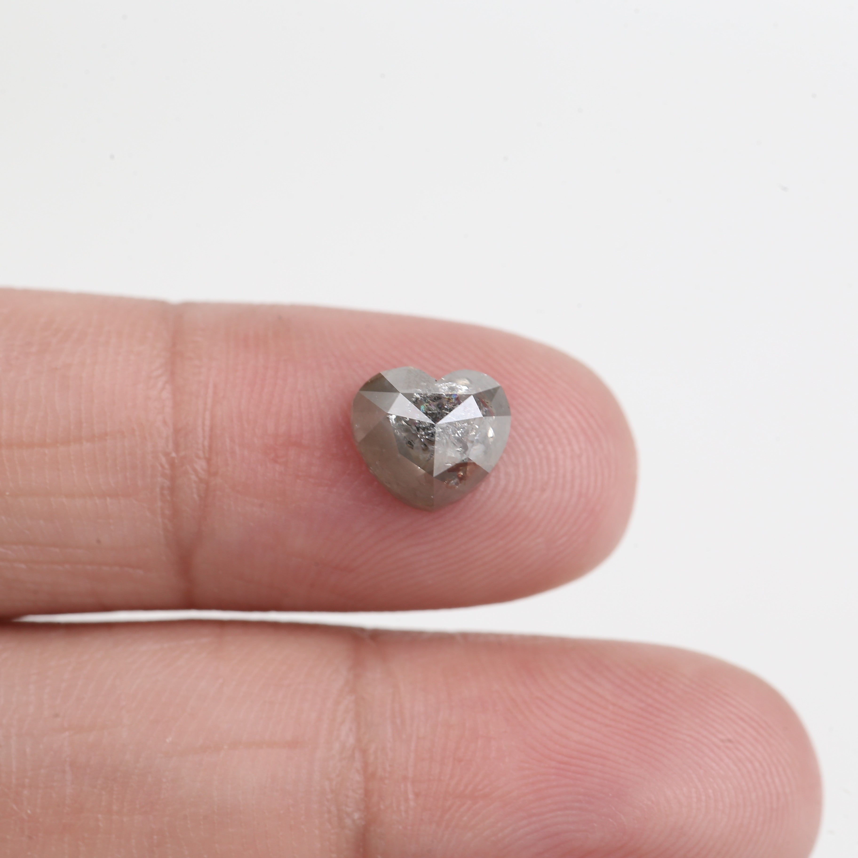 2.03 Carat Natural Gray Heart Shaped Salt And Pepper Diamond 6.90 MM