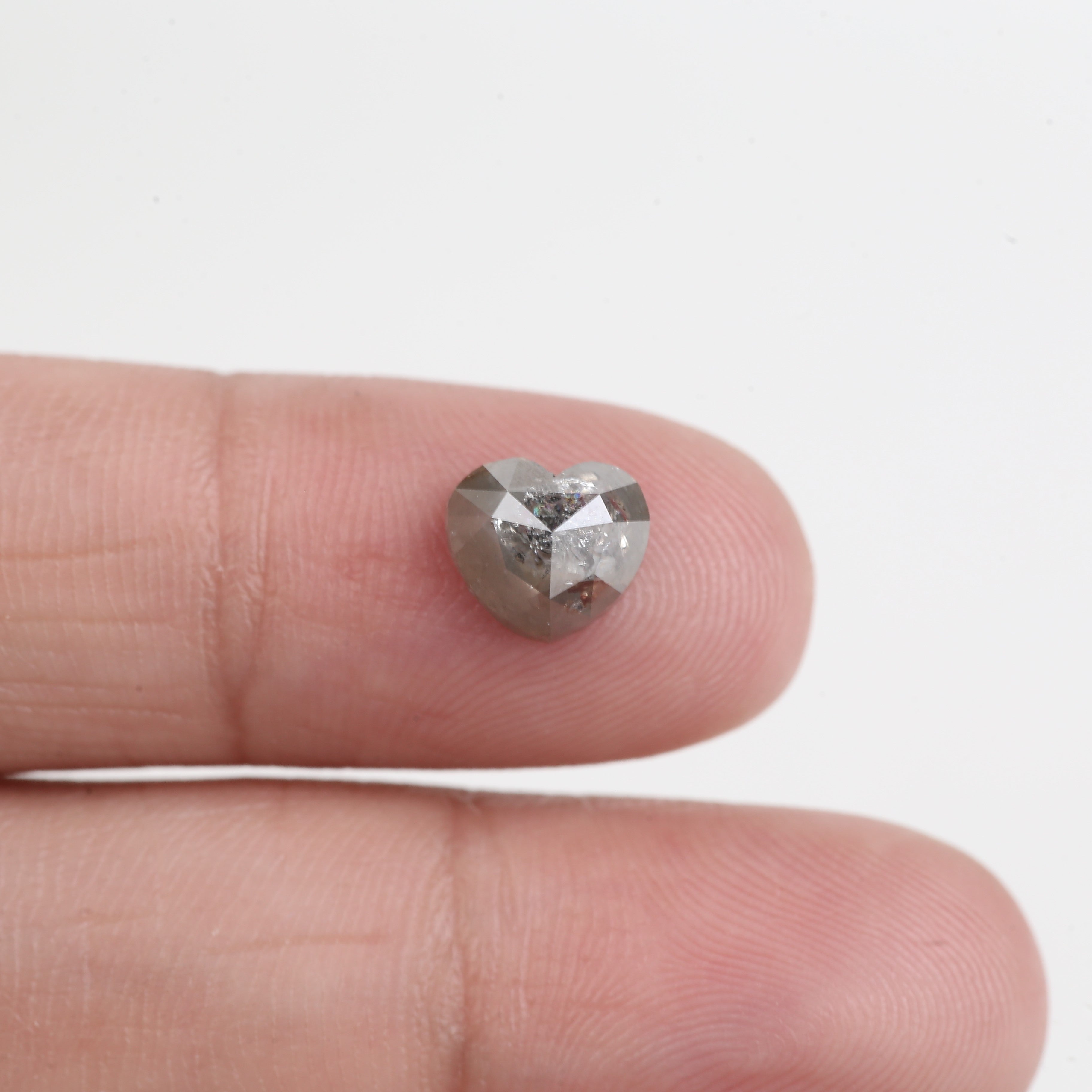 2.03 Carat Natural Gray Heart Shaped Salt And Pepper Diamond 6.90 MM