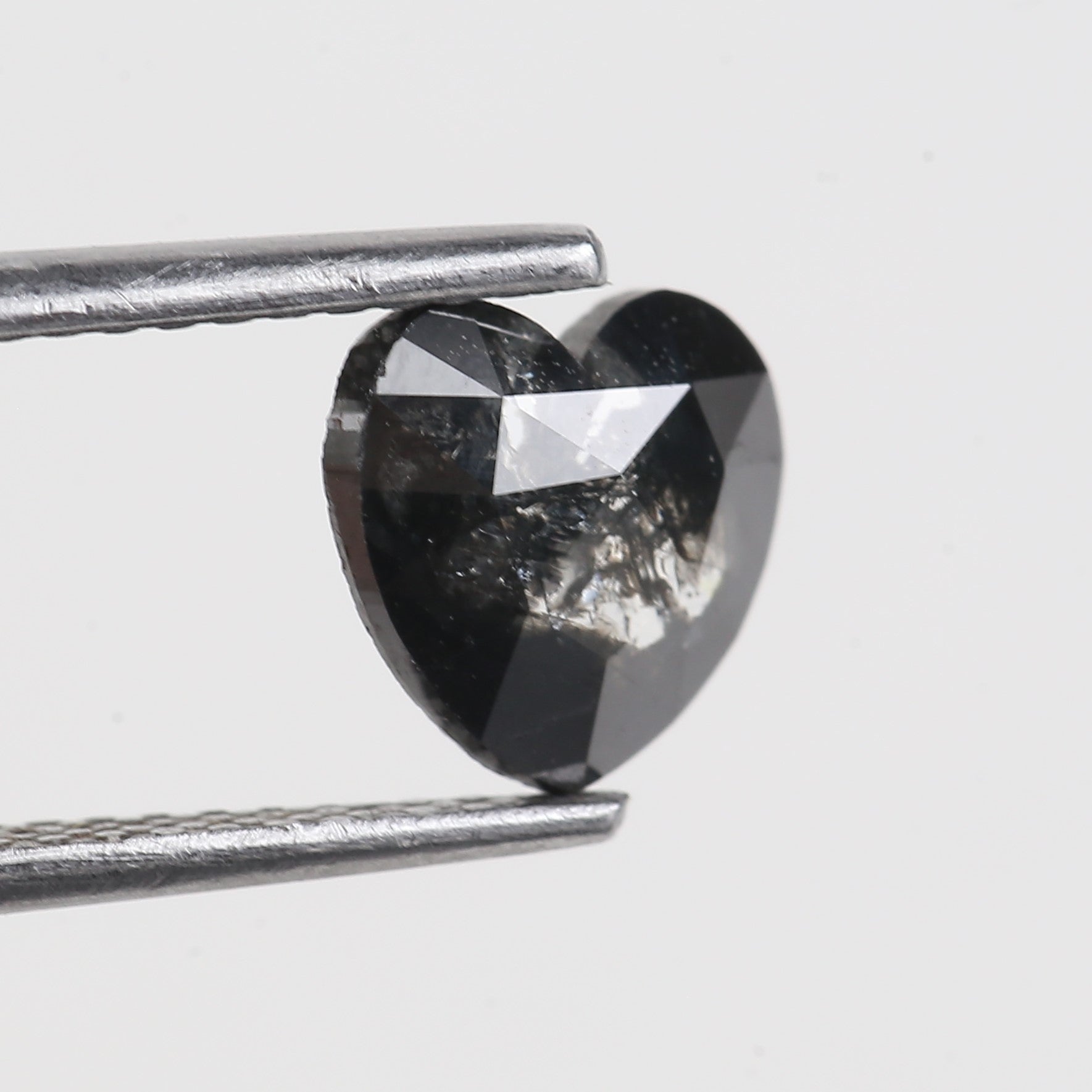 0.91 Carat Natural Black Loose Heart Shaped Salt And Pepper Diamond 7.10 MM