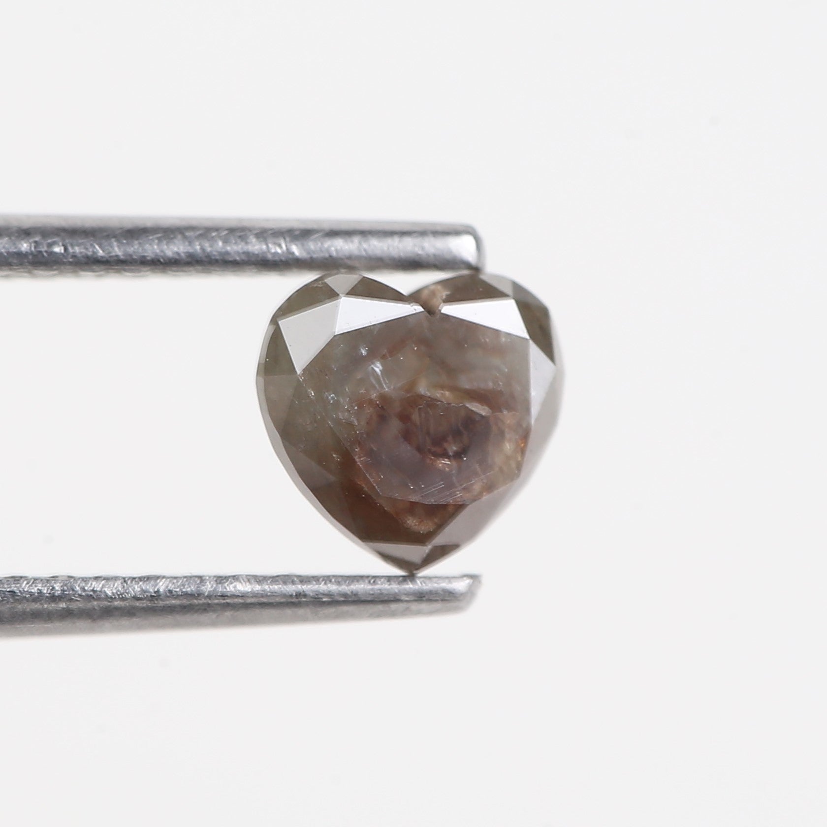 0.77 Carat Brown Gray Heart Shape Salt and Pepper Loose Diamond 5.34 MM