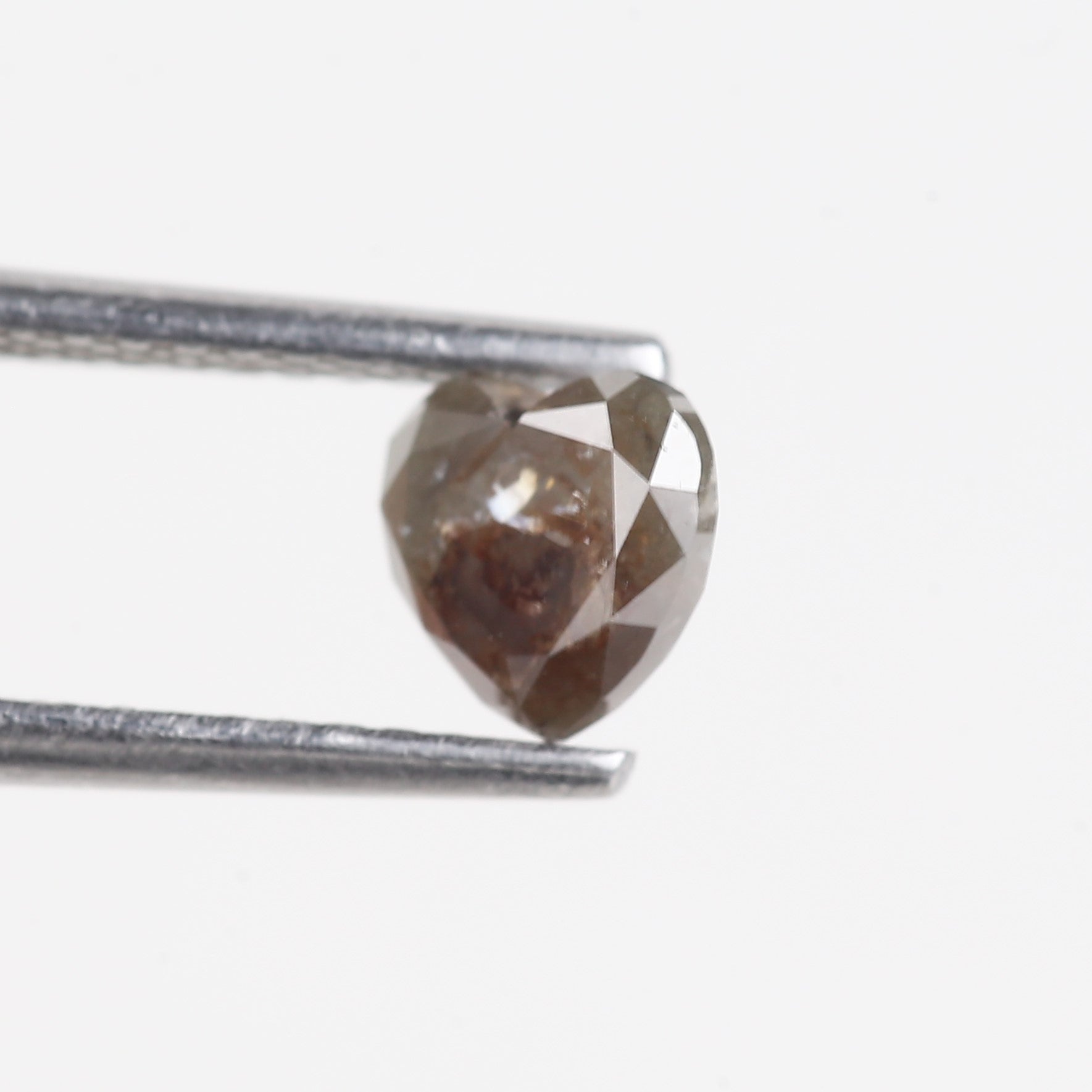 0.77 Carat Brown Gray Heart Shape Salt and Pepper Loose Diamond 5.34 MM