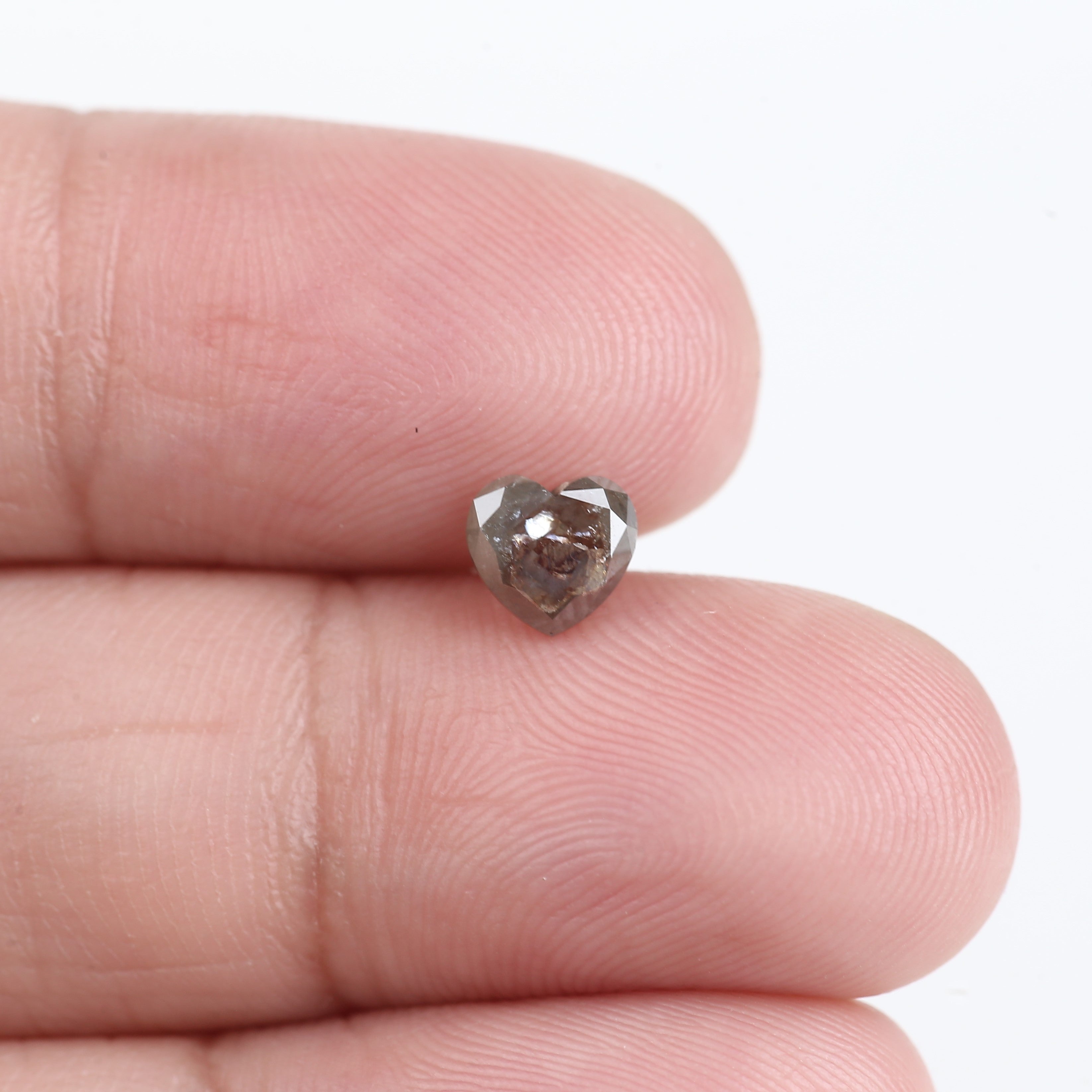 0.77 Carat Brown Gray Heart Shape Salt and Pepper Loose Diamond 5.34 MM