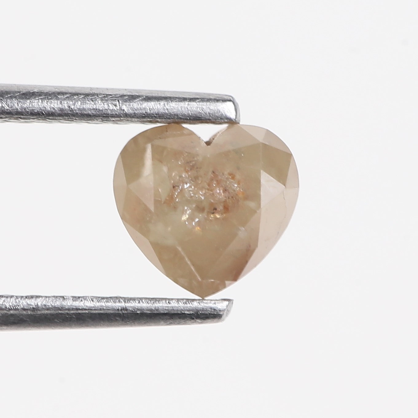 0.69 Carat Natural Peach Brown Heart Shape Salt And Pepper Diamond 5.05 MM