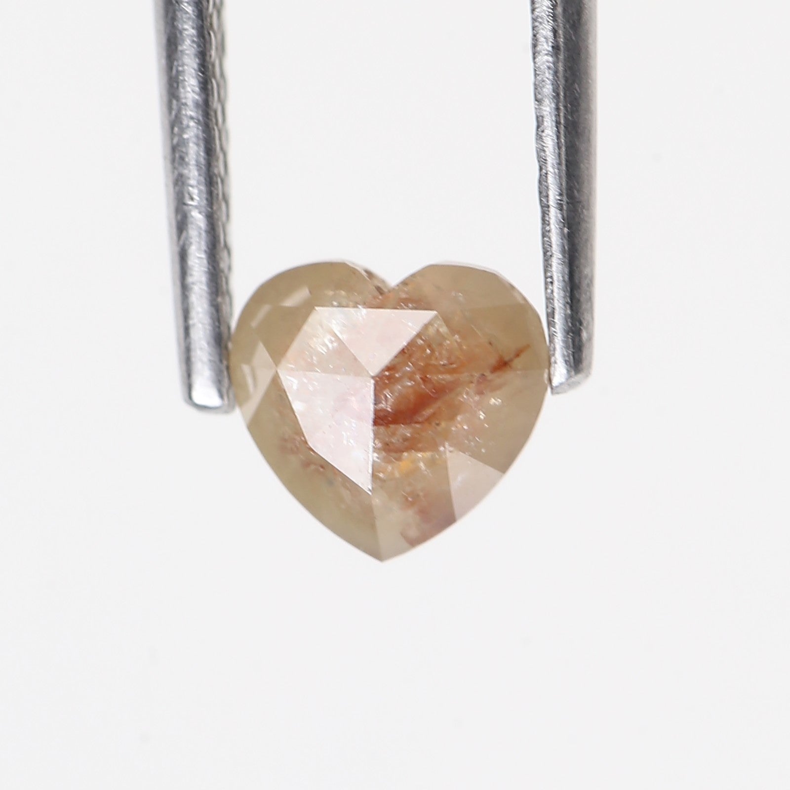 0.69 Carat Natural Peach Brown Heart Shape Salt And Pepper Diamond 5.05 MM