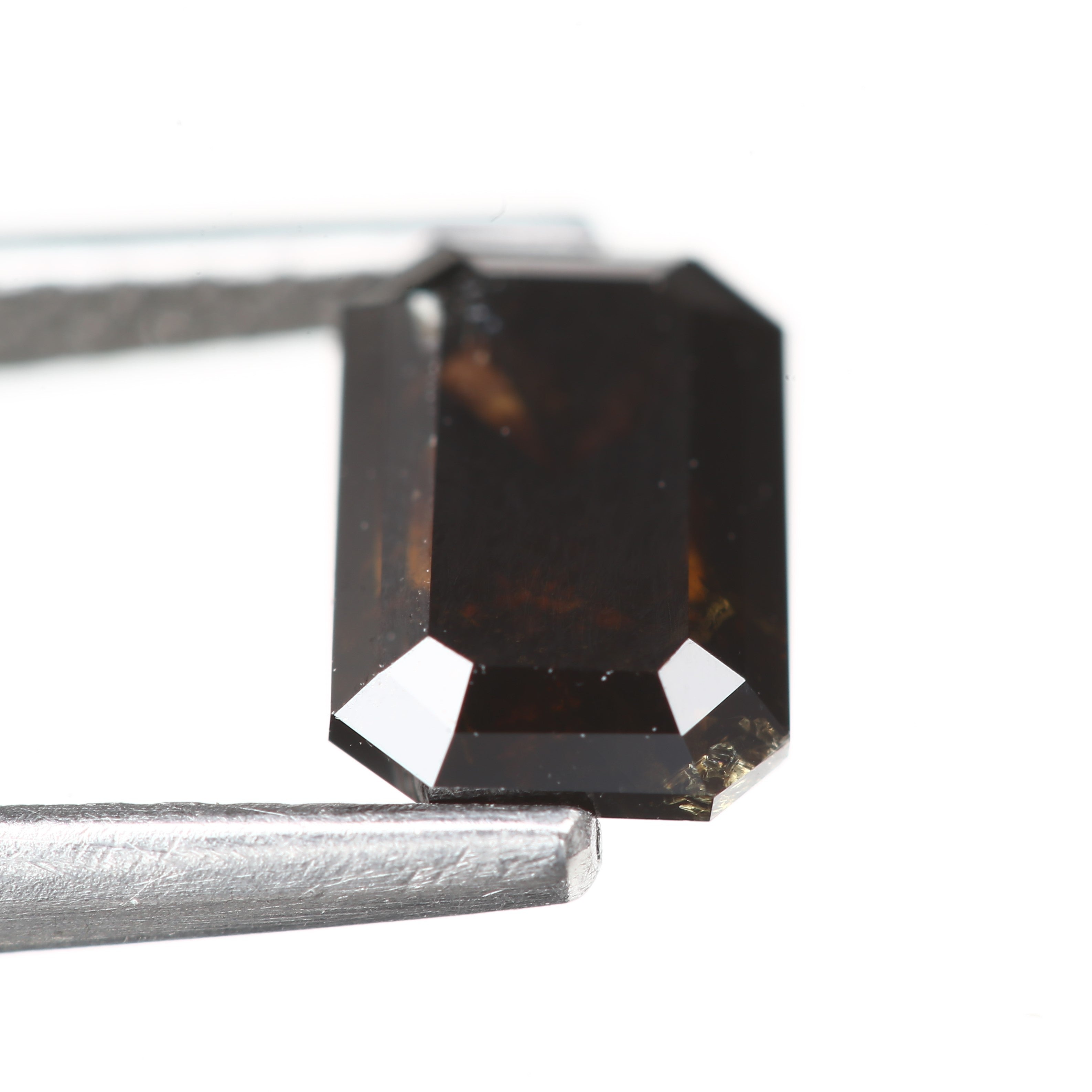 1.10 Carat 6.85 MM Fancy Cognac Emerald Cut Salt and Pepper Diamond - Blackdiamond