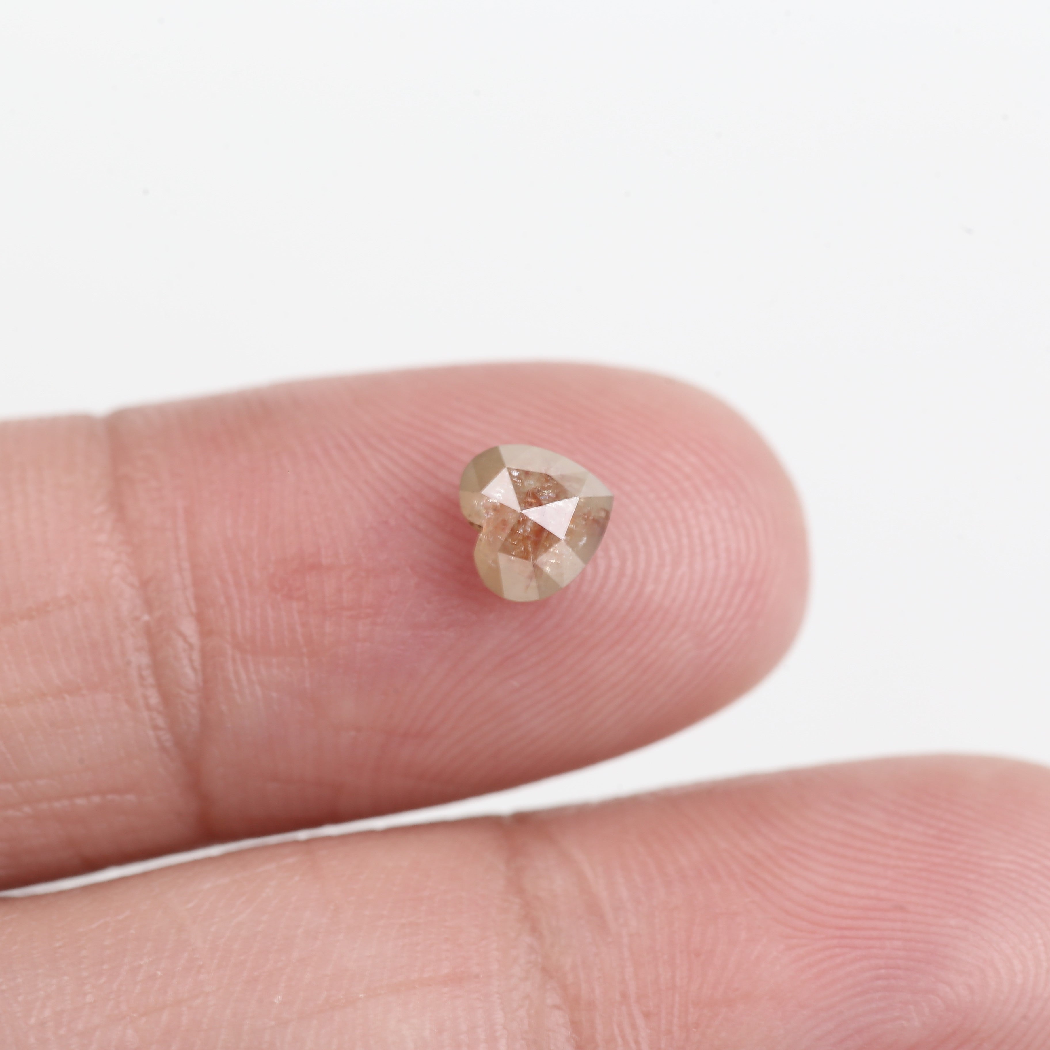 0.69 Carat Natural Peach Brown Heart Shape Salt And Pepper Diamond 5.05 MM